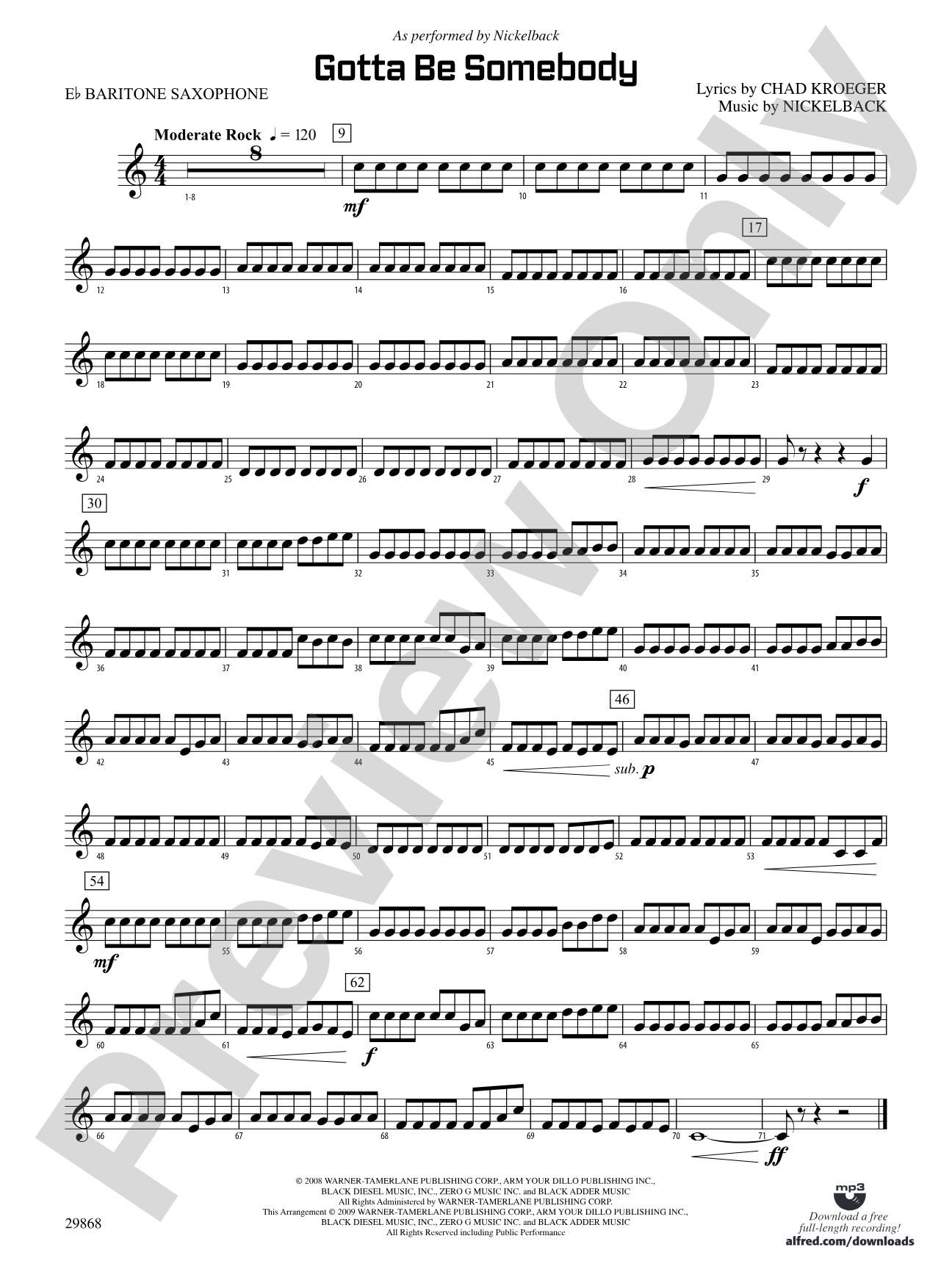 Gotta Be Somebody: E-flat Baritone Saxophone