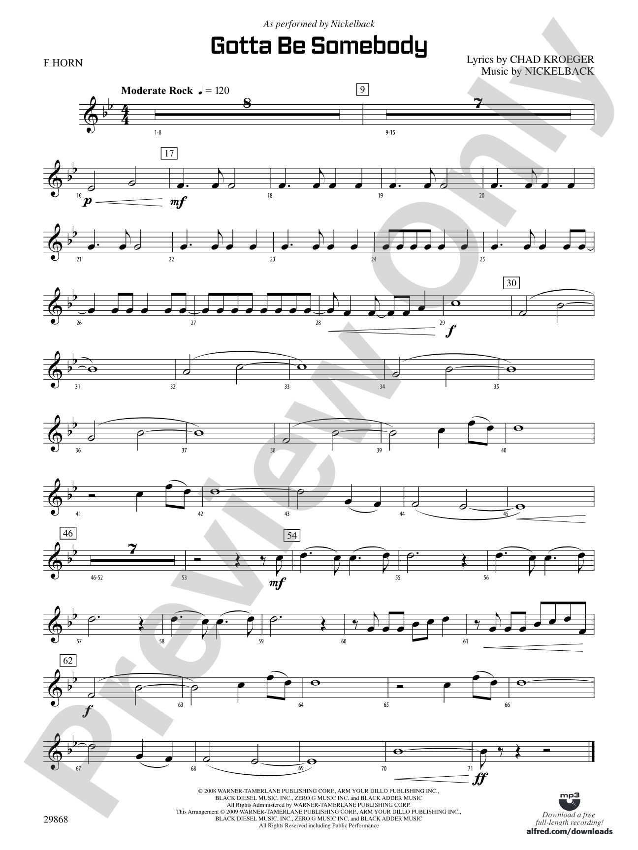 Gotta Be Somebody: 1st F Horn