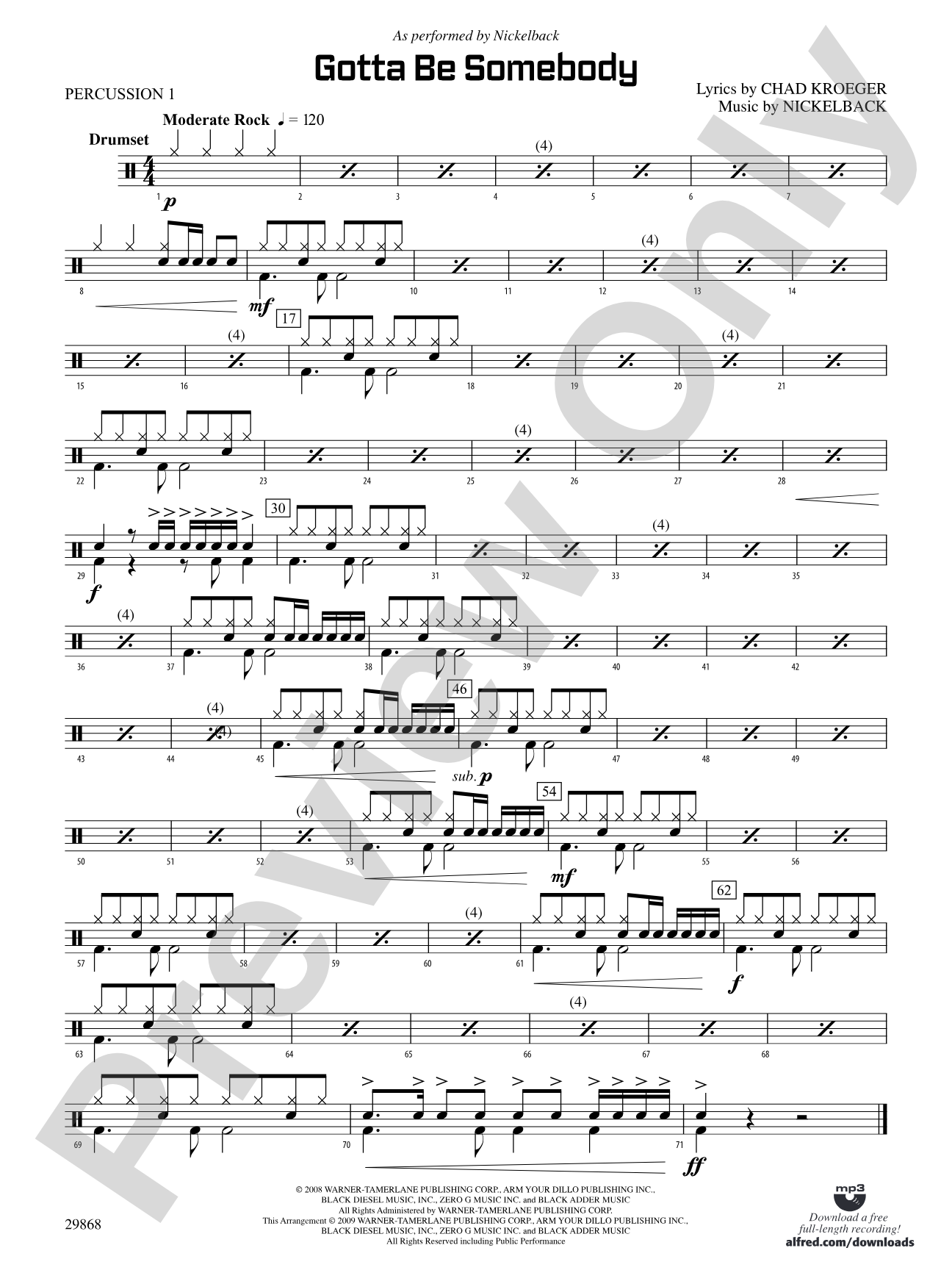 Gotta Be Somebody: 1st Percussion