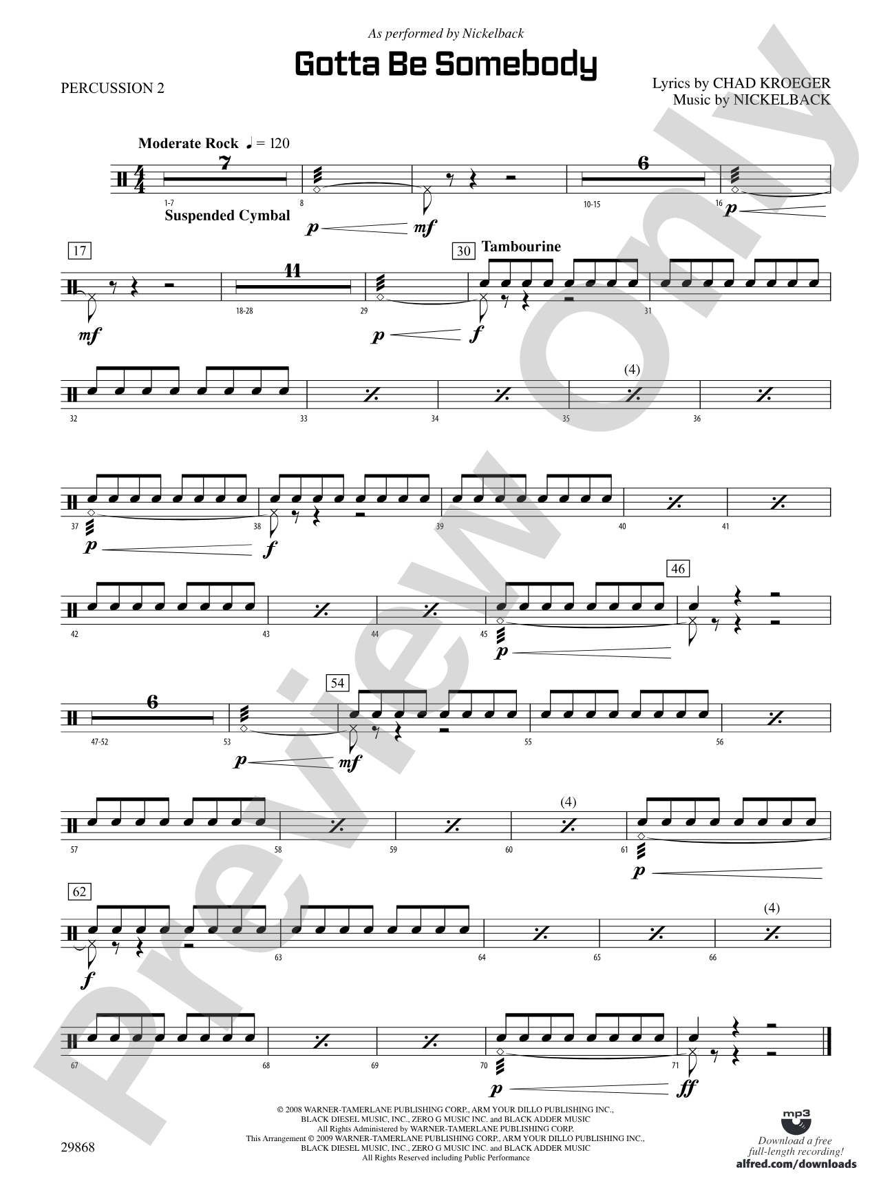 Gotta Be Somebody: 2nd Percussion