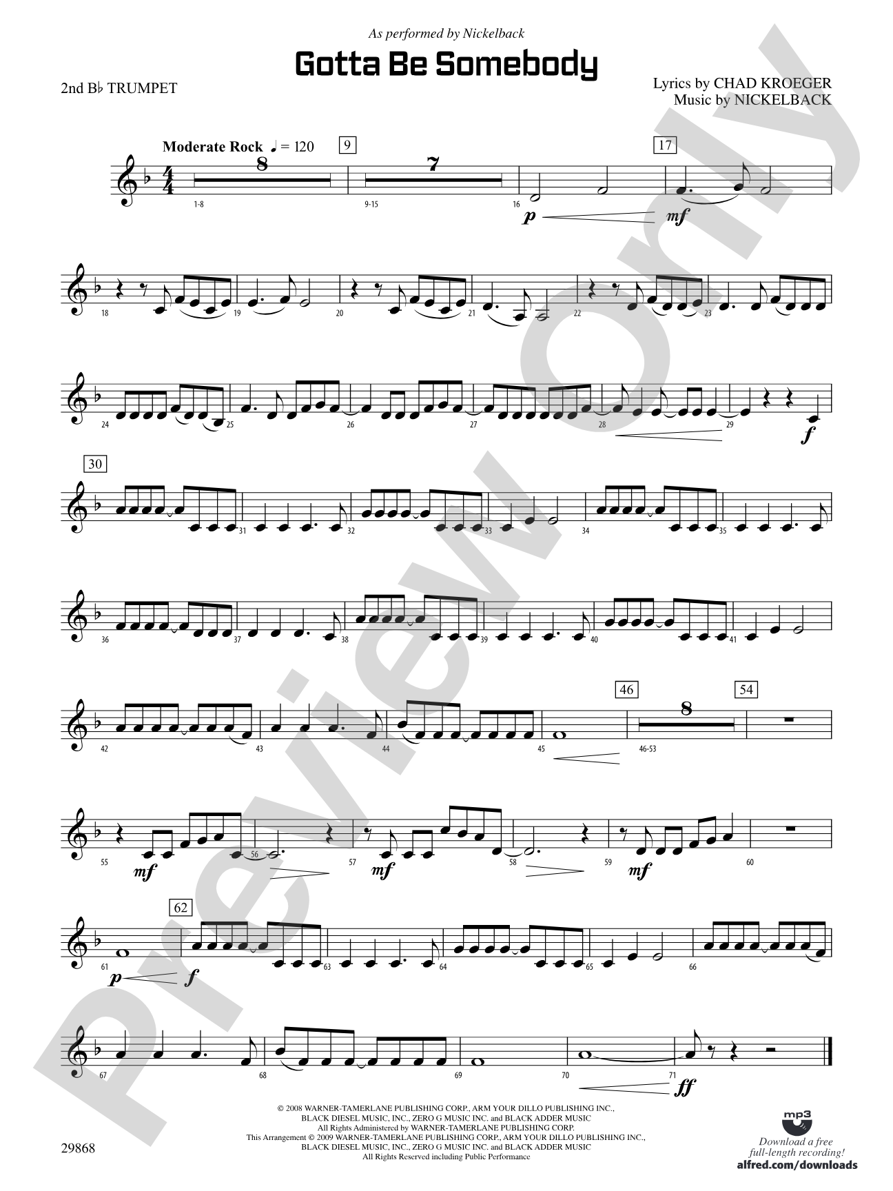 Gotta Be Somebody: 2nd B-flat Trumpet