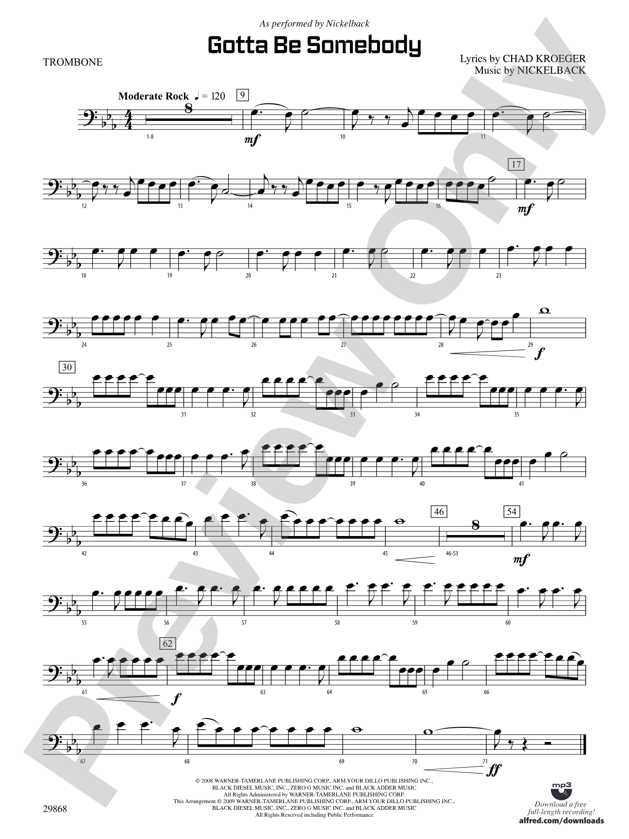 Gotta Be Somebody: 1st Trombone