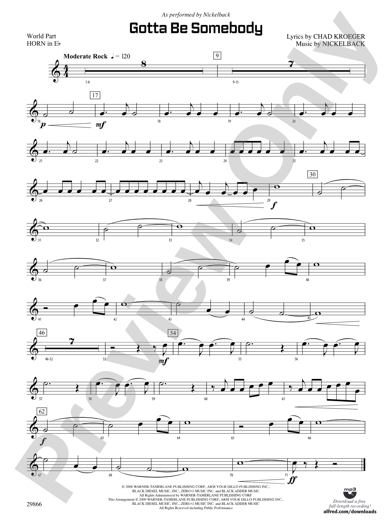 Gotta Be Somebody: (wp) 1st Horn in E-flat