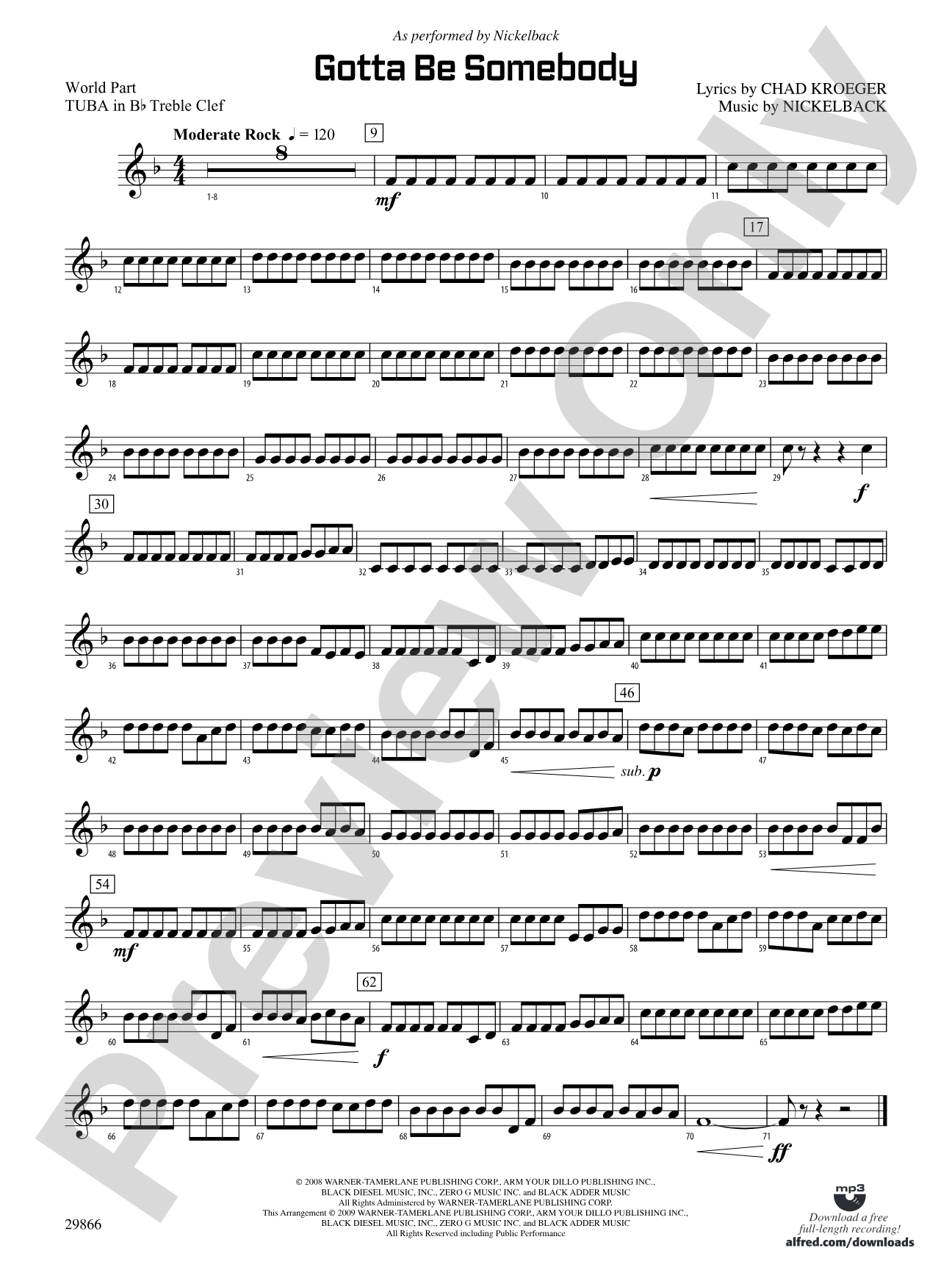 Gotta Be Somebody: (wp) B-flat Tuba T.C.