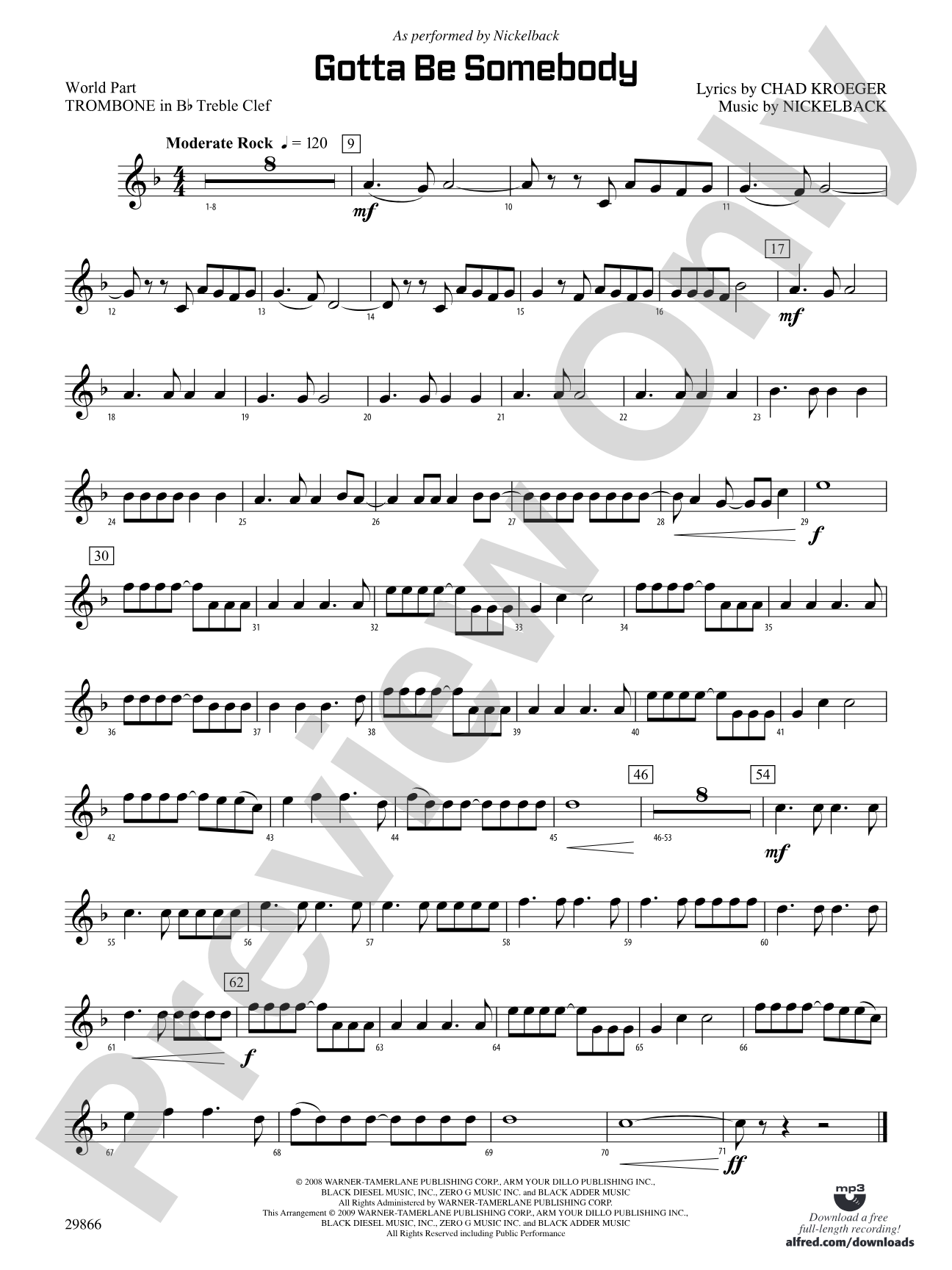 Gotta Be Somebody: (wp) 1st B-flat Trombone T.C.