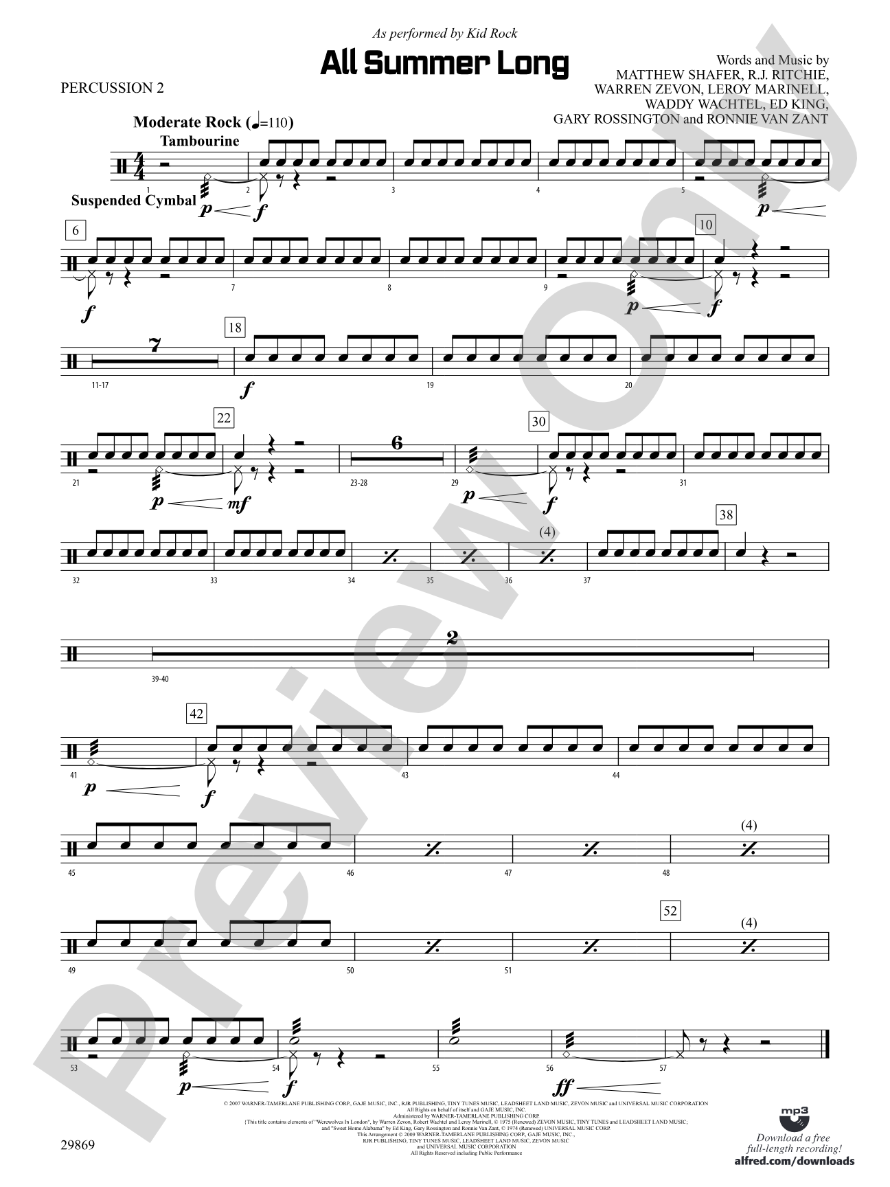 All Summer Long: 2nd Percussion