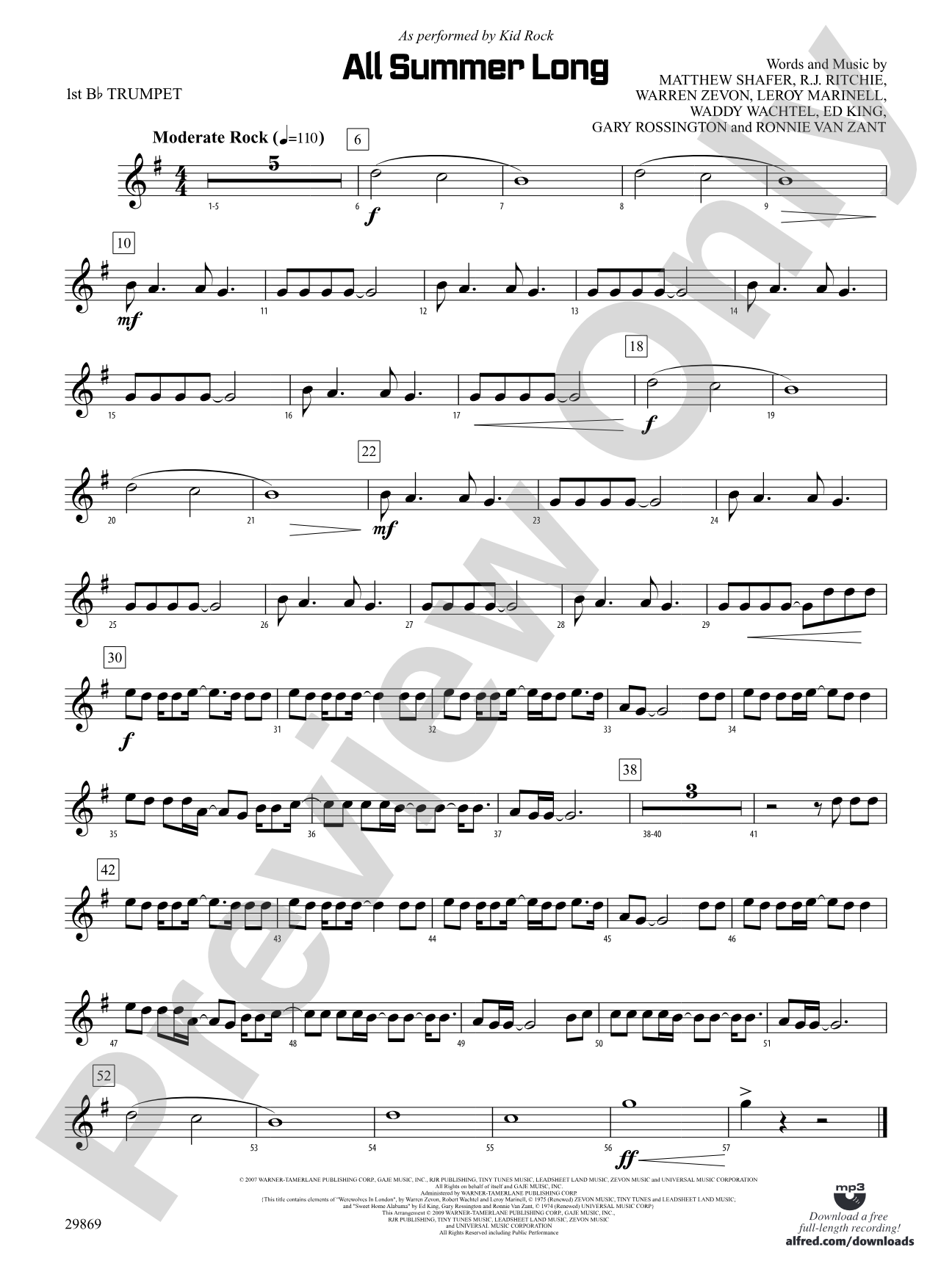 All Summer Long: 1st B-flat Trumpet