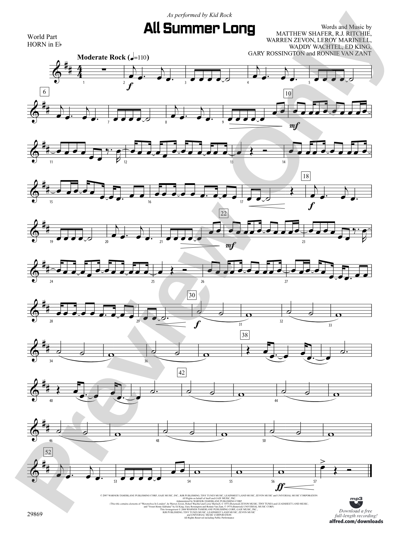 All Summer Long: (wp) 1st Horn in E-flat