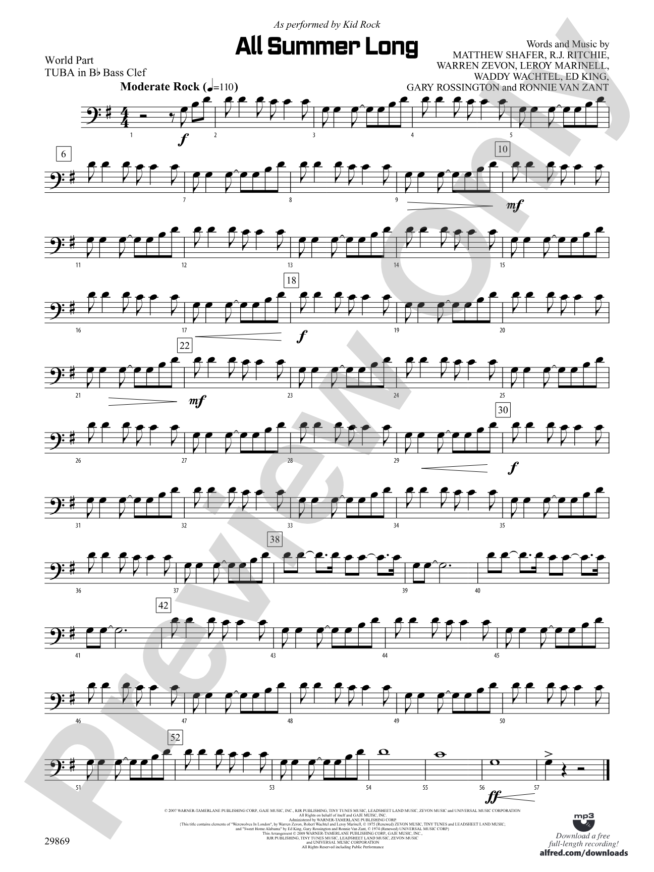 All Summer Long: (wp) B-flat Tuba B.C.