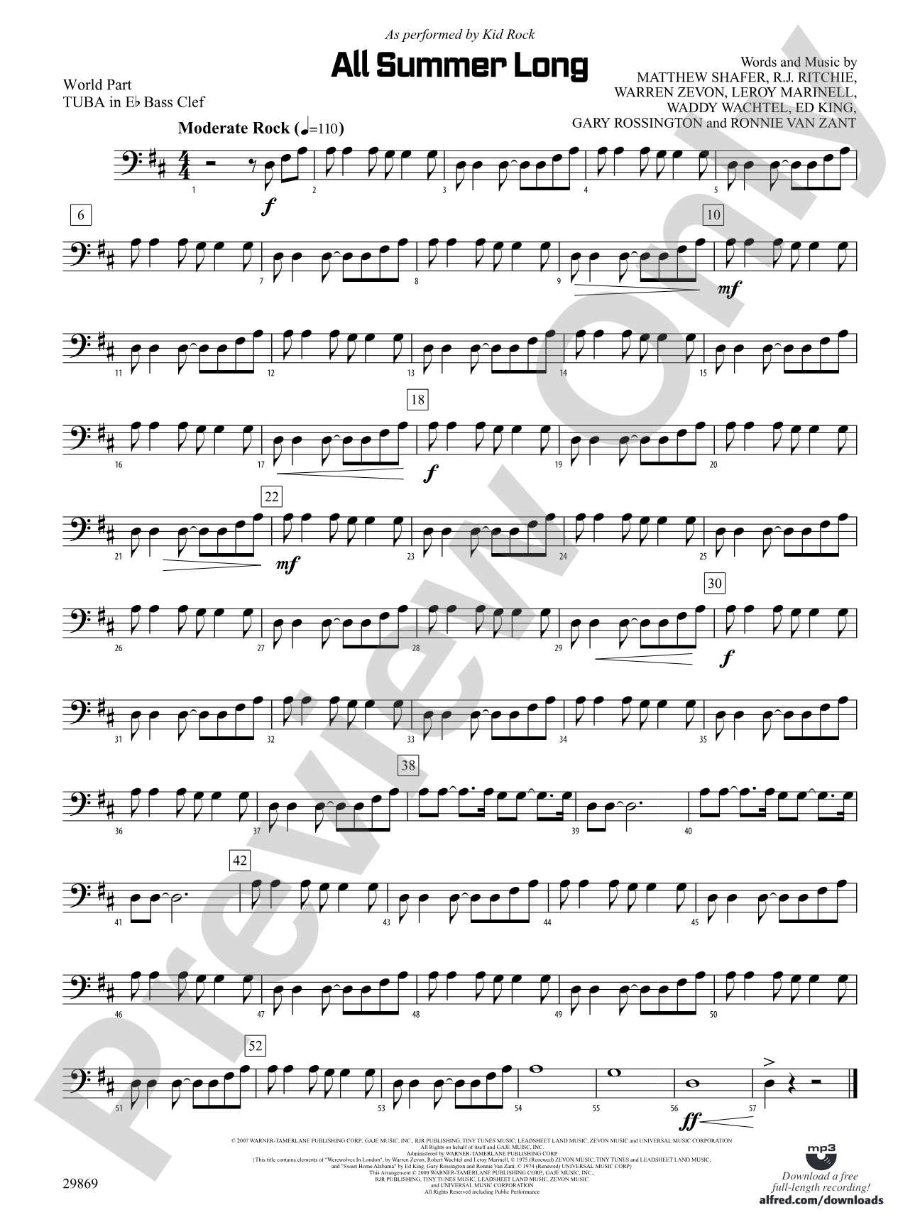 All Summer Long: (wp) E-flat Tuba B.C.