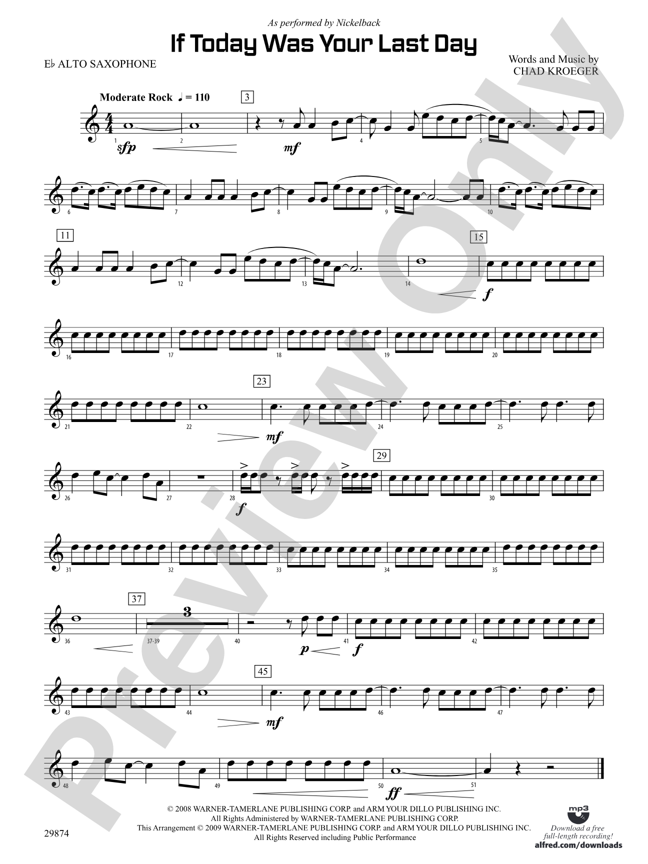 If Today Was Your Last Day: E-flat Alto Saxophone