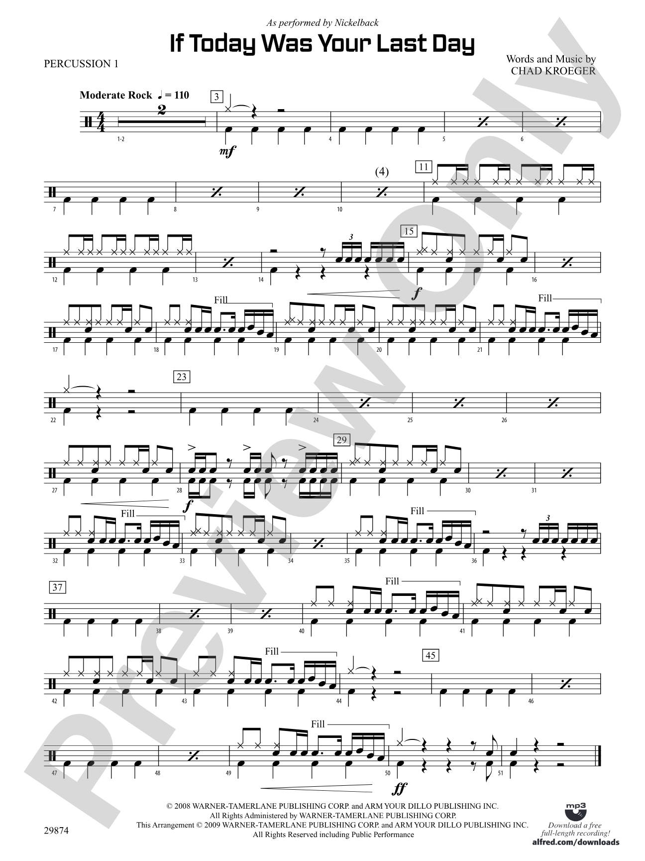 If Today Was Your Last Day: 1st Percussion