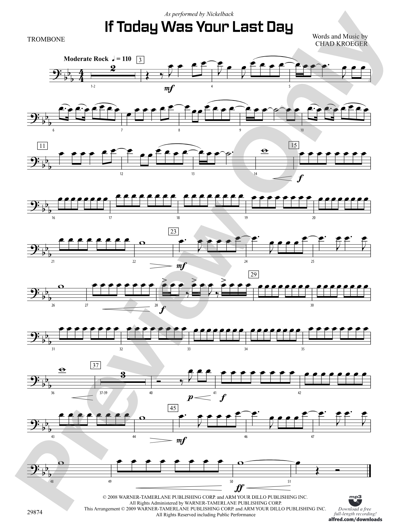 If Today Was Your Last Day: 1st Trombone