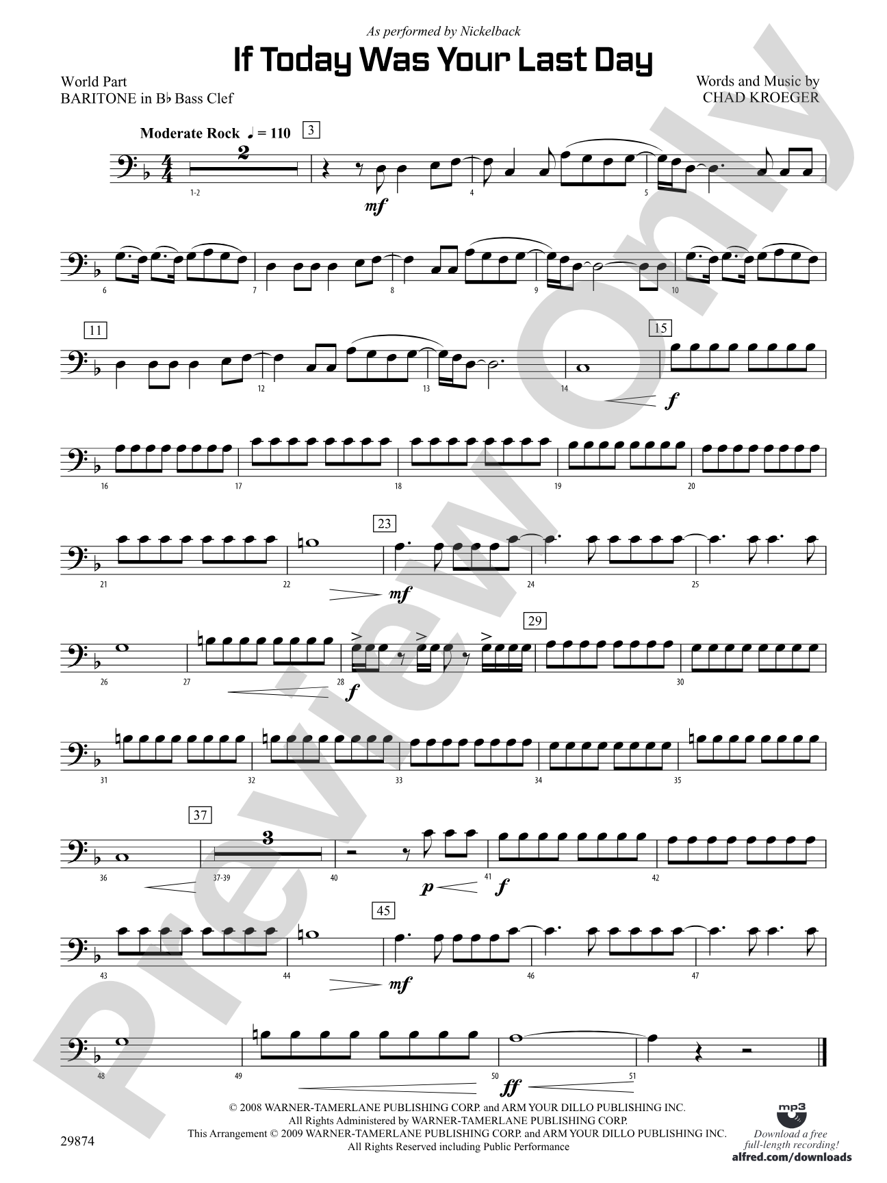 If Today Was Your Last Day: (wp) B-flat Baritone B.C.