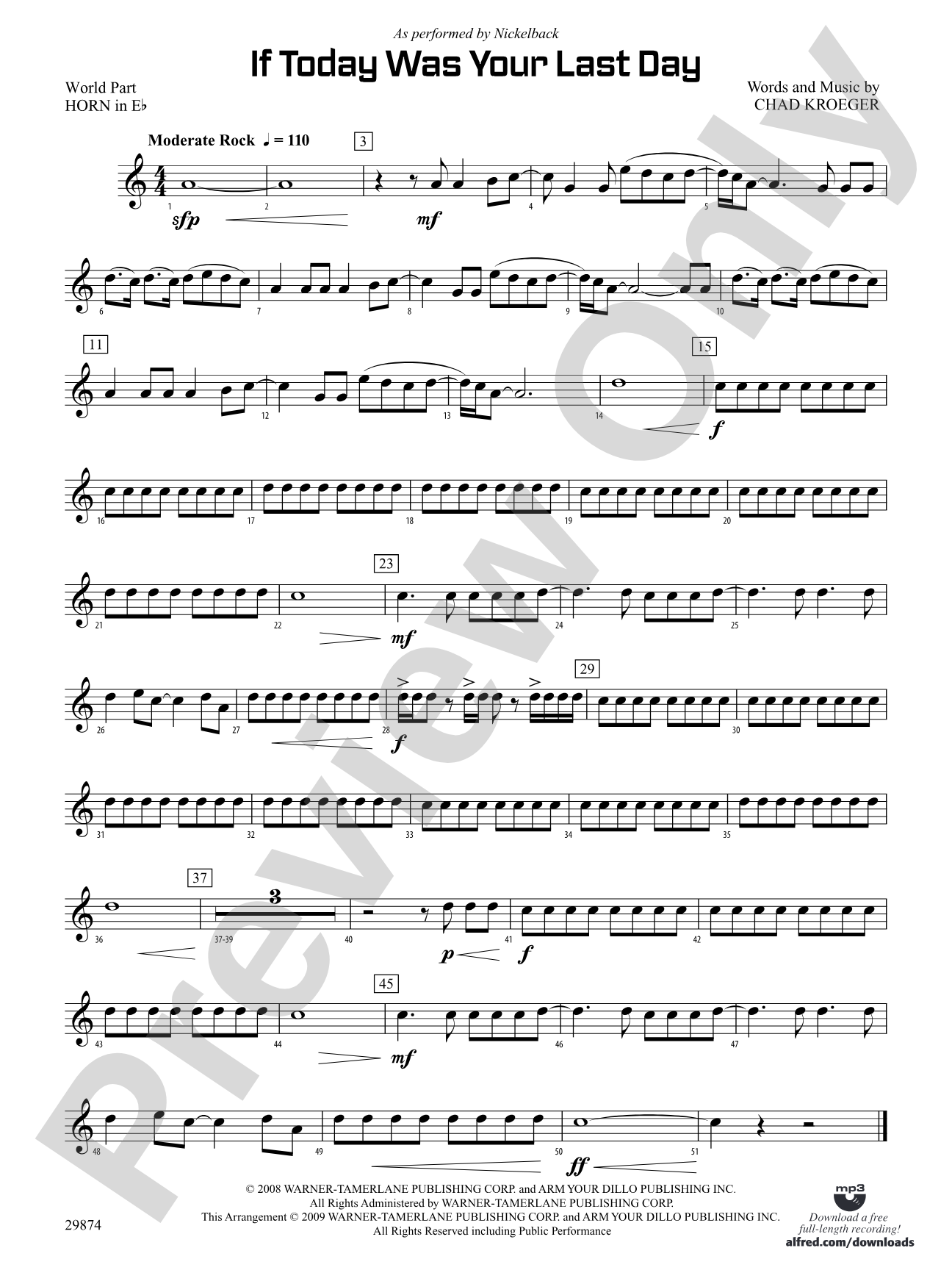 If Today Was Your Last Day: (wp) 1st Horn in E-flat