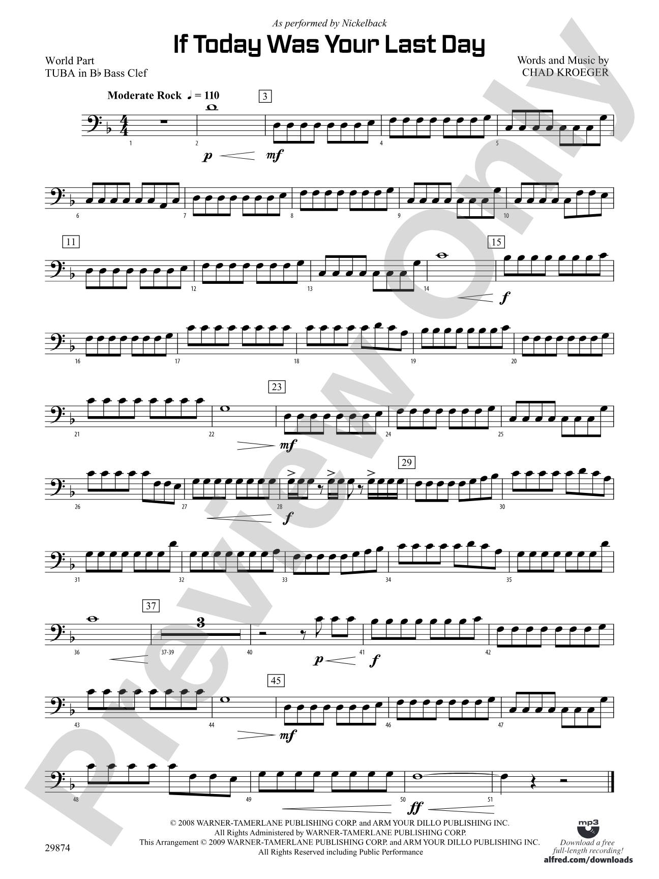 If Today Was Your Last Day: (wp) B-flat Tuba B.C.