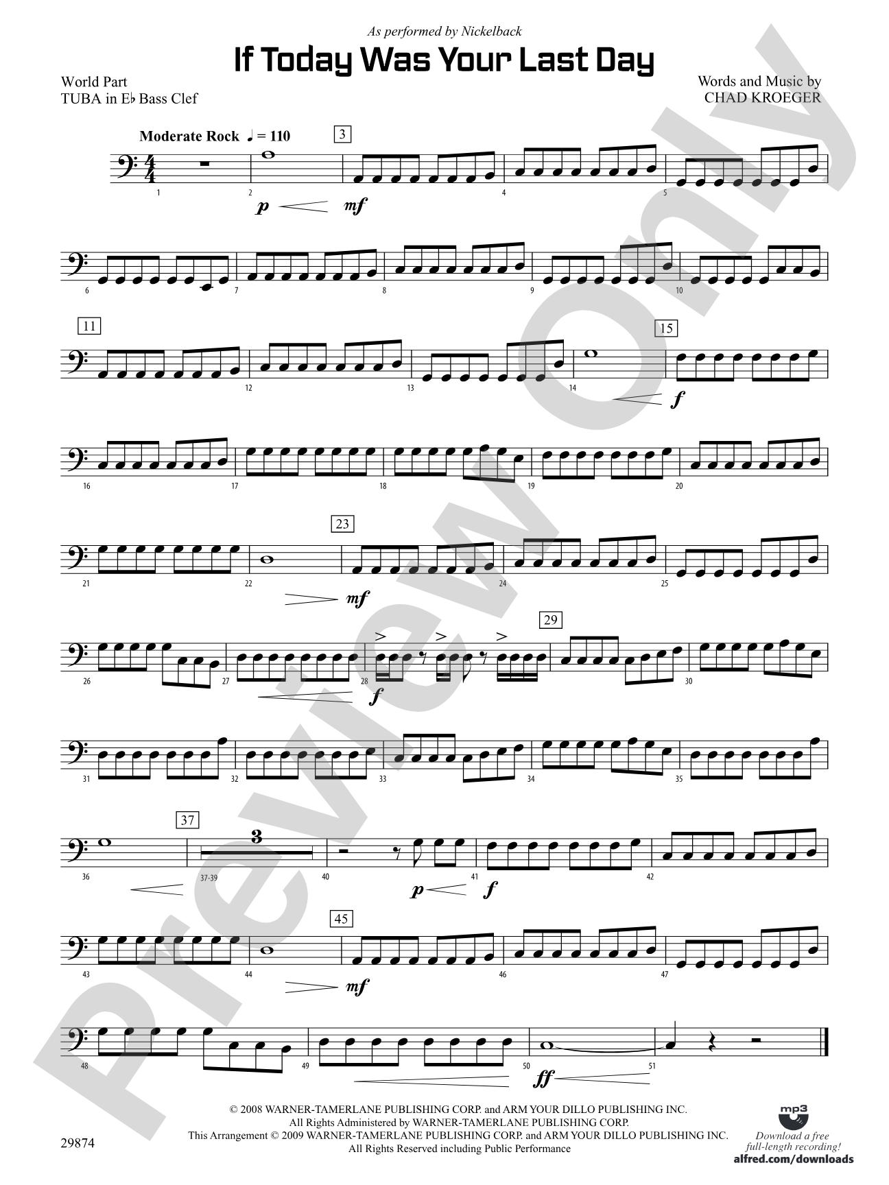 If Today Was Your Last Day: (wp) E-flat Tuba B.C.