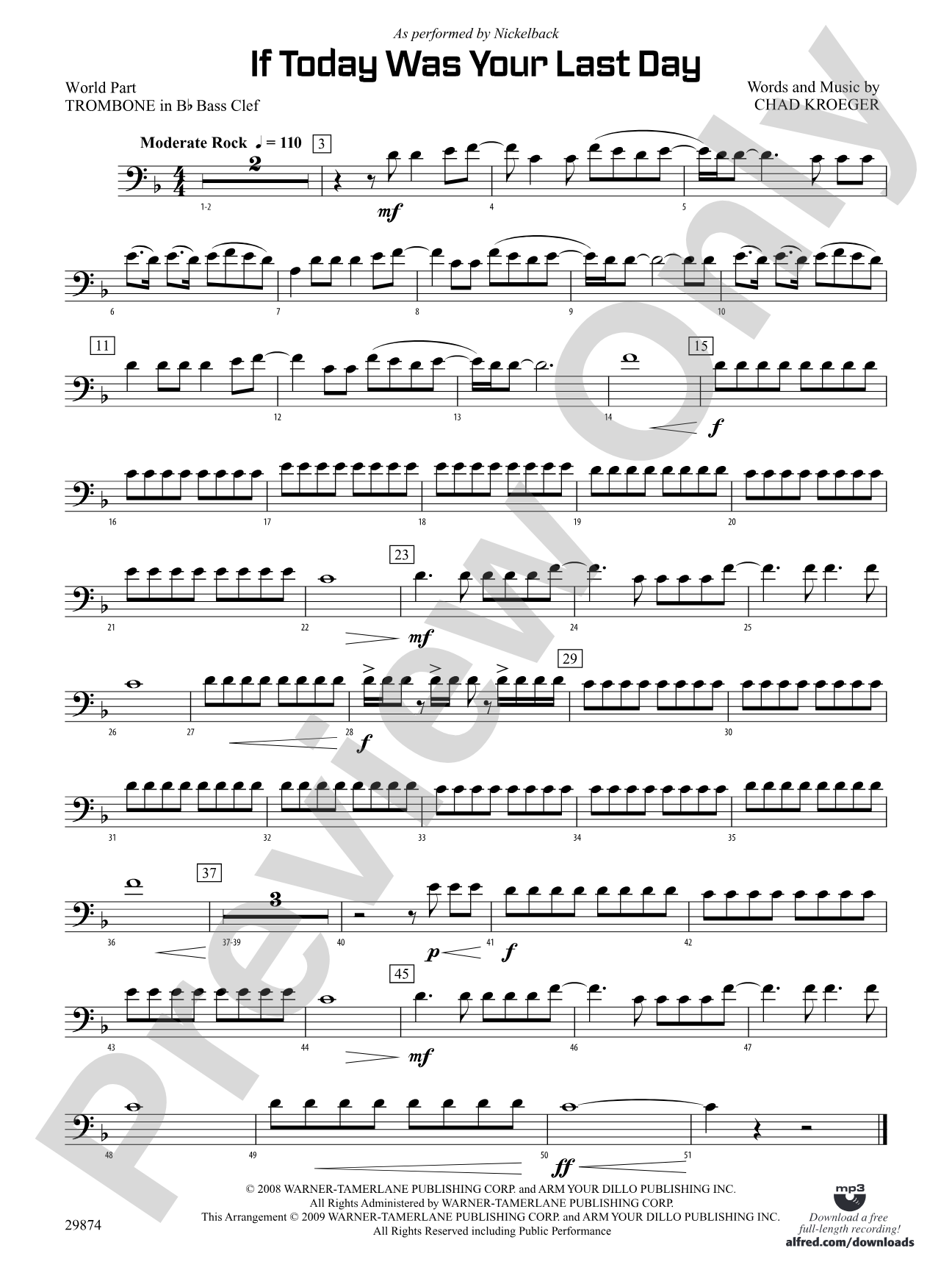 If Today Was Your Last Day: (wp) 1st B-flat Trombone B.C.