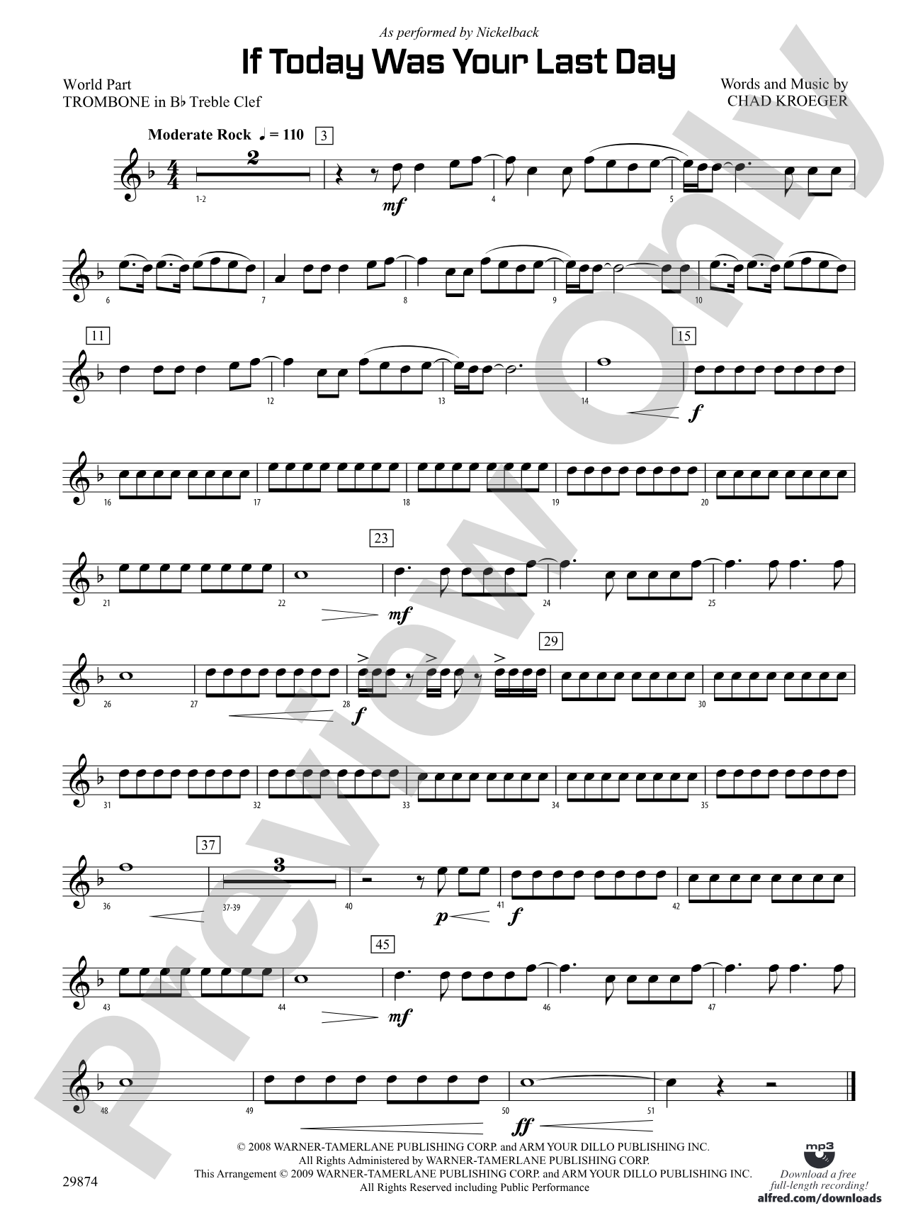 If Today Was Your Last Day: (wp) 1st B-flat Trombone T.C.