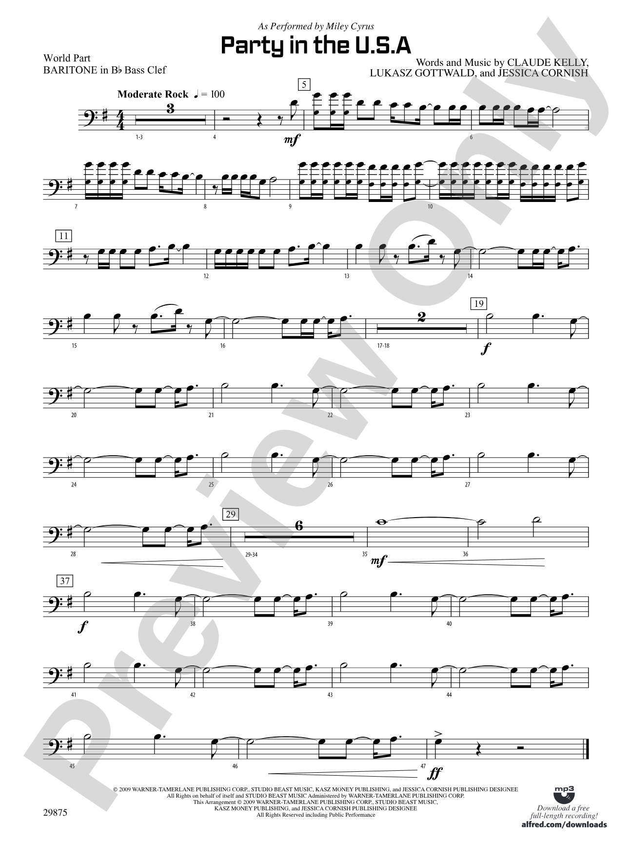 Party in the U.S.A.: (wp) B-flat Baritone B.C.