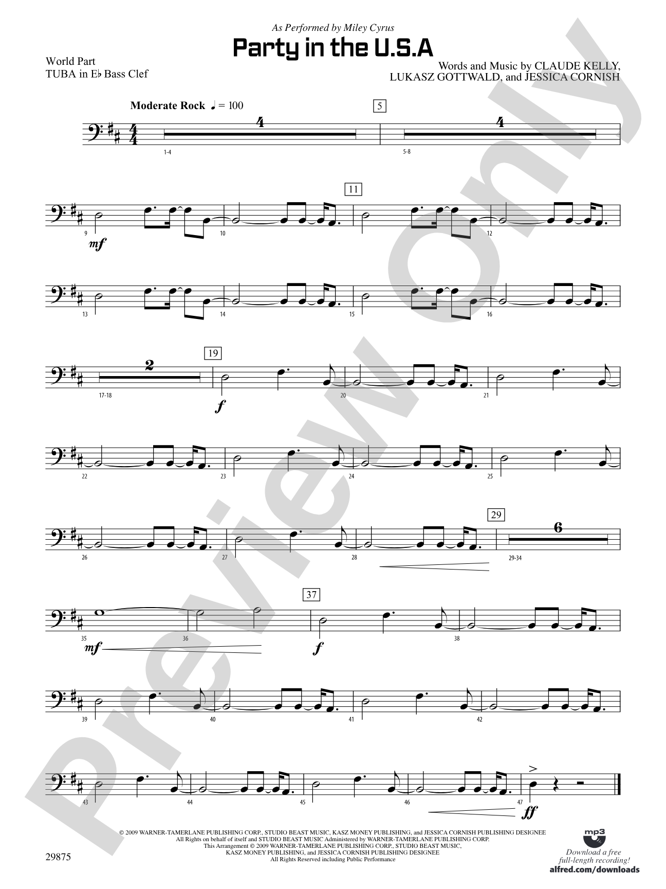 Party in the U.S.A.: (wp) E-flat Tuba B.C.