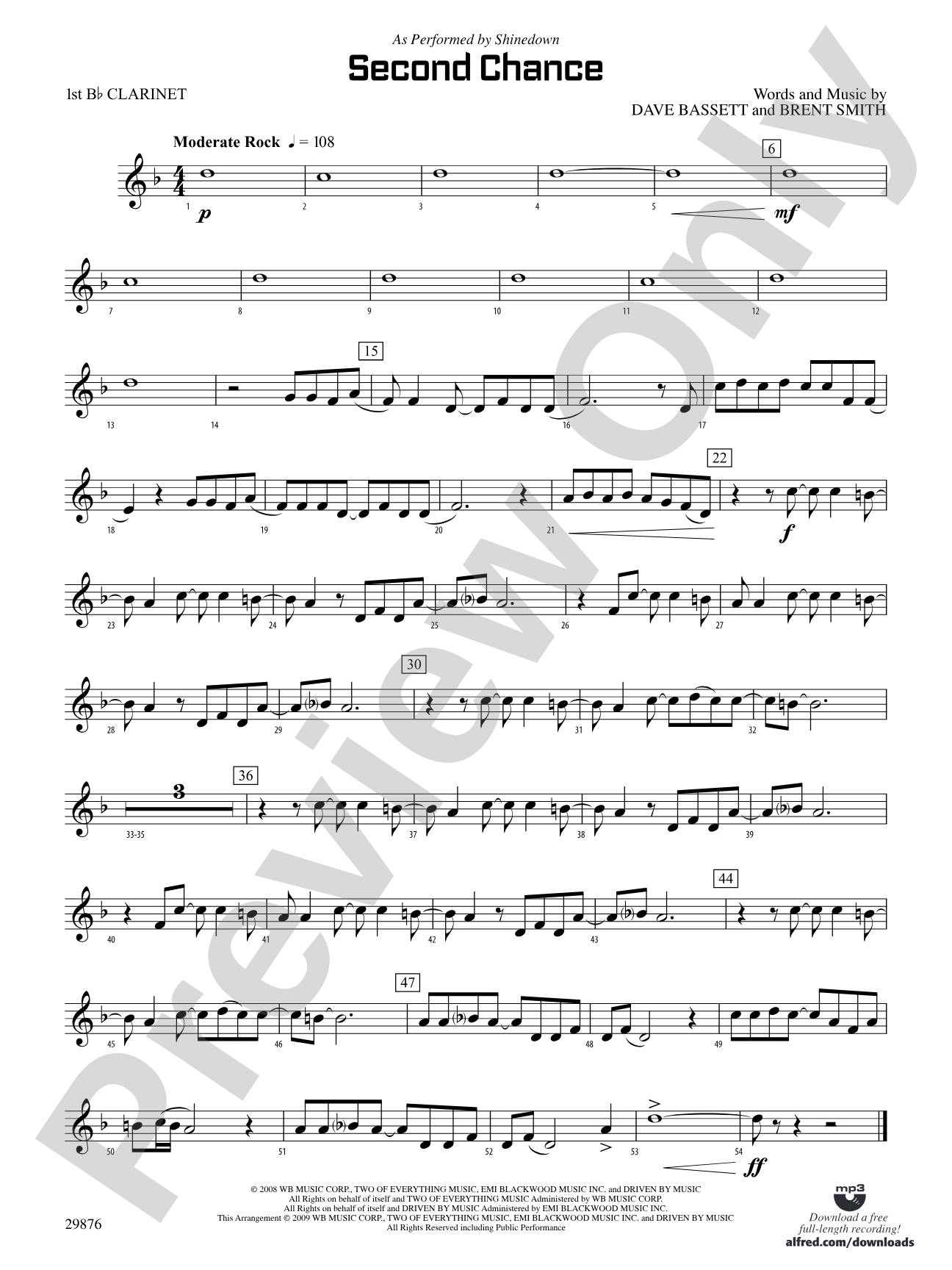Second Chance: 1st B-flat Clarinet