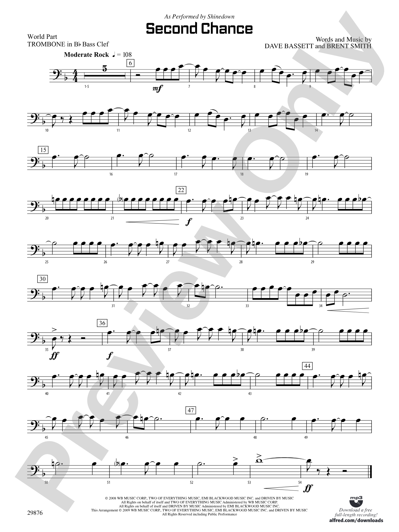 Second Chance: (wp) 1st B-flat Trombone B.C.