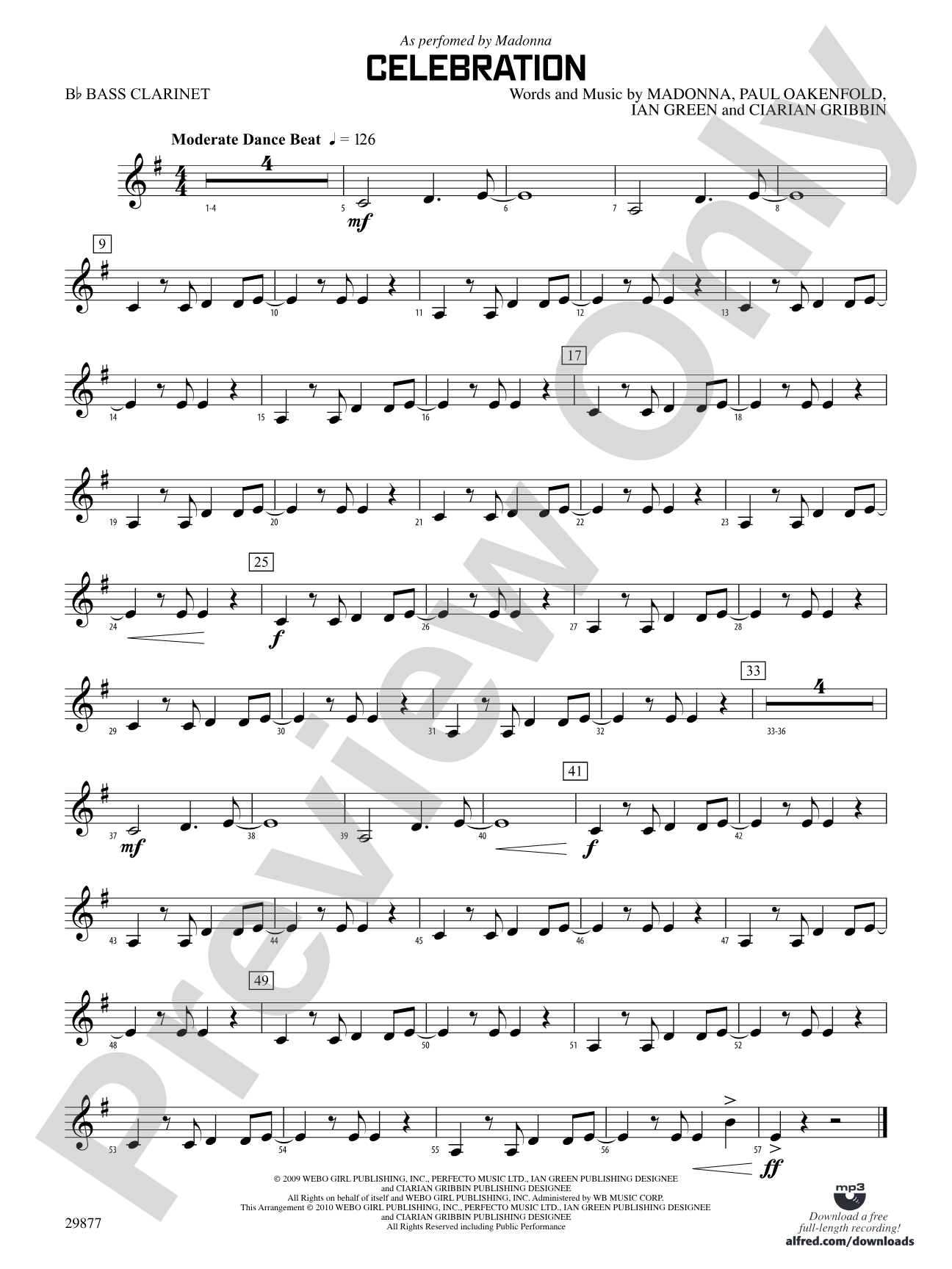 Celebration: B-flat Bass Clarinet