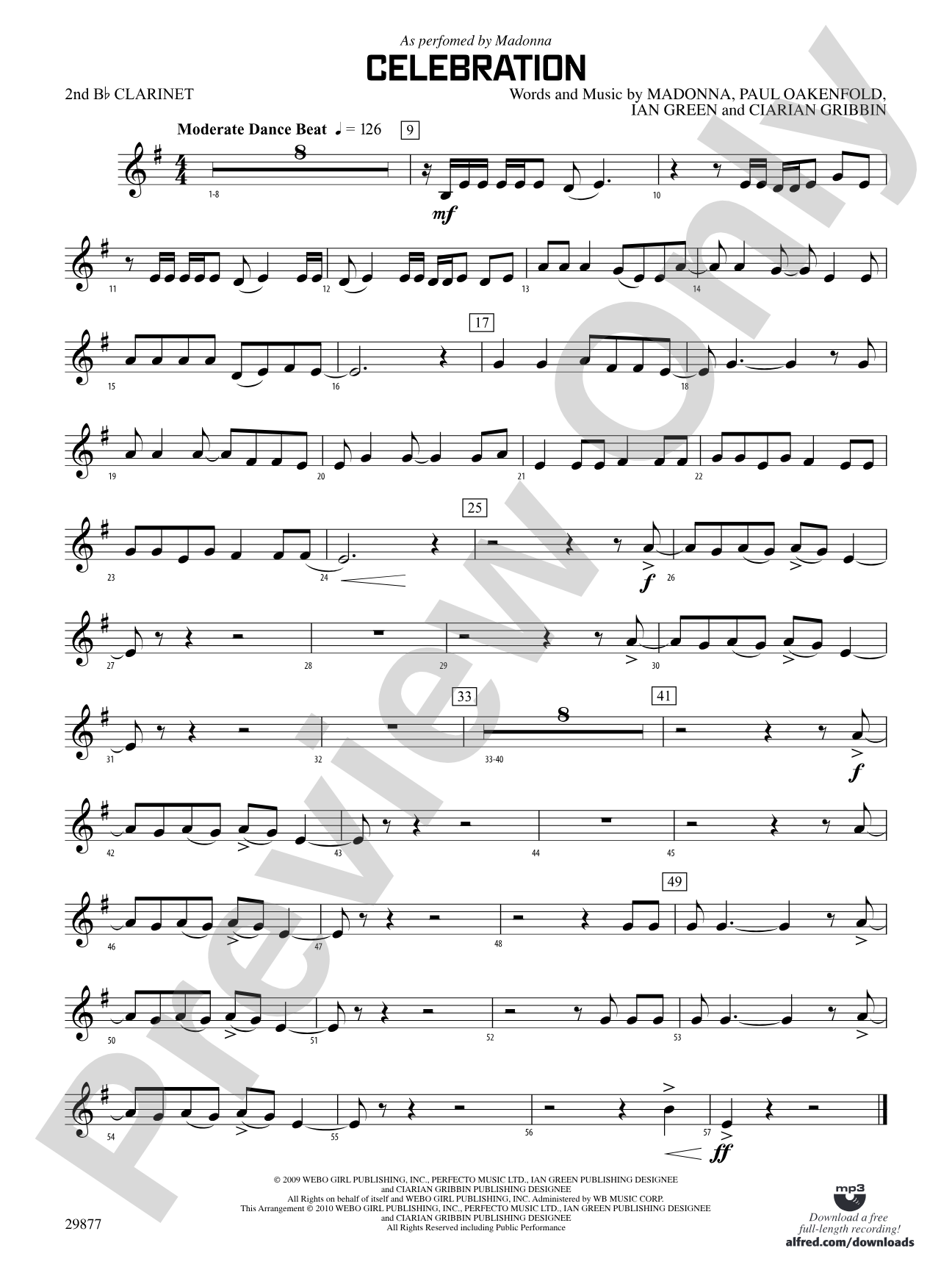 Celebration: 2nd B-flat Clarinet