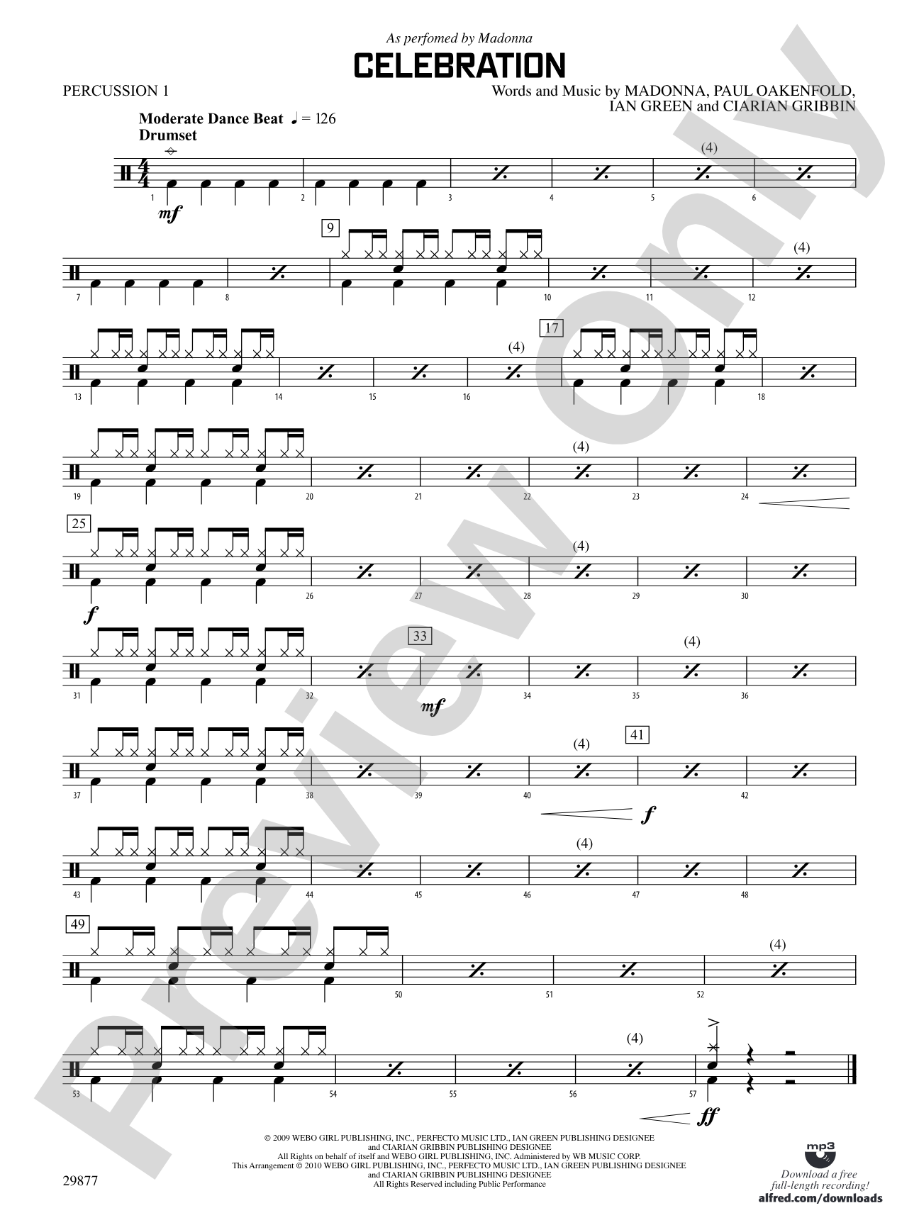 Celebration: 1st Percussion