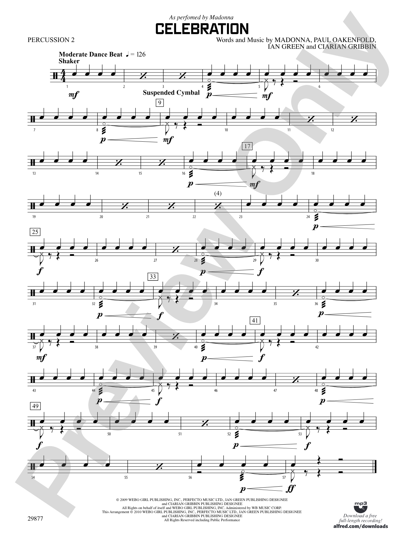 Celebration: 2nd Percussion