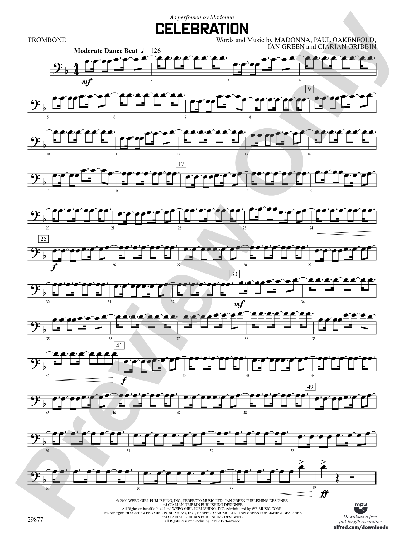 Celebration: 1st Trombone