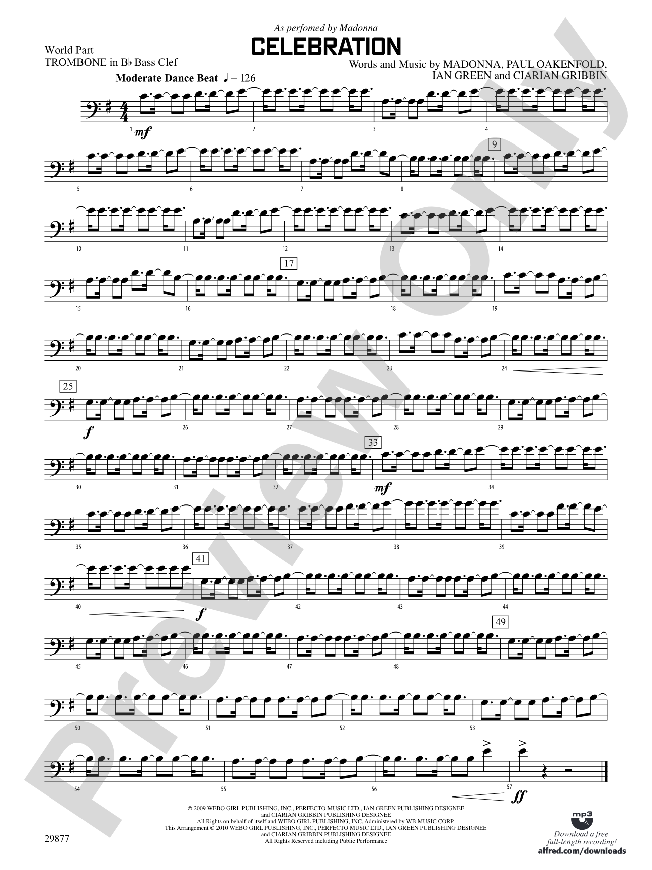 Celebration: (wp) 1st B-flat Trombone B.C.