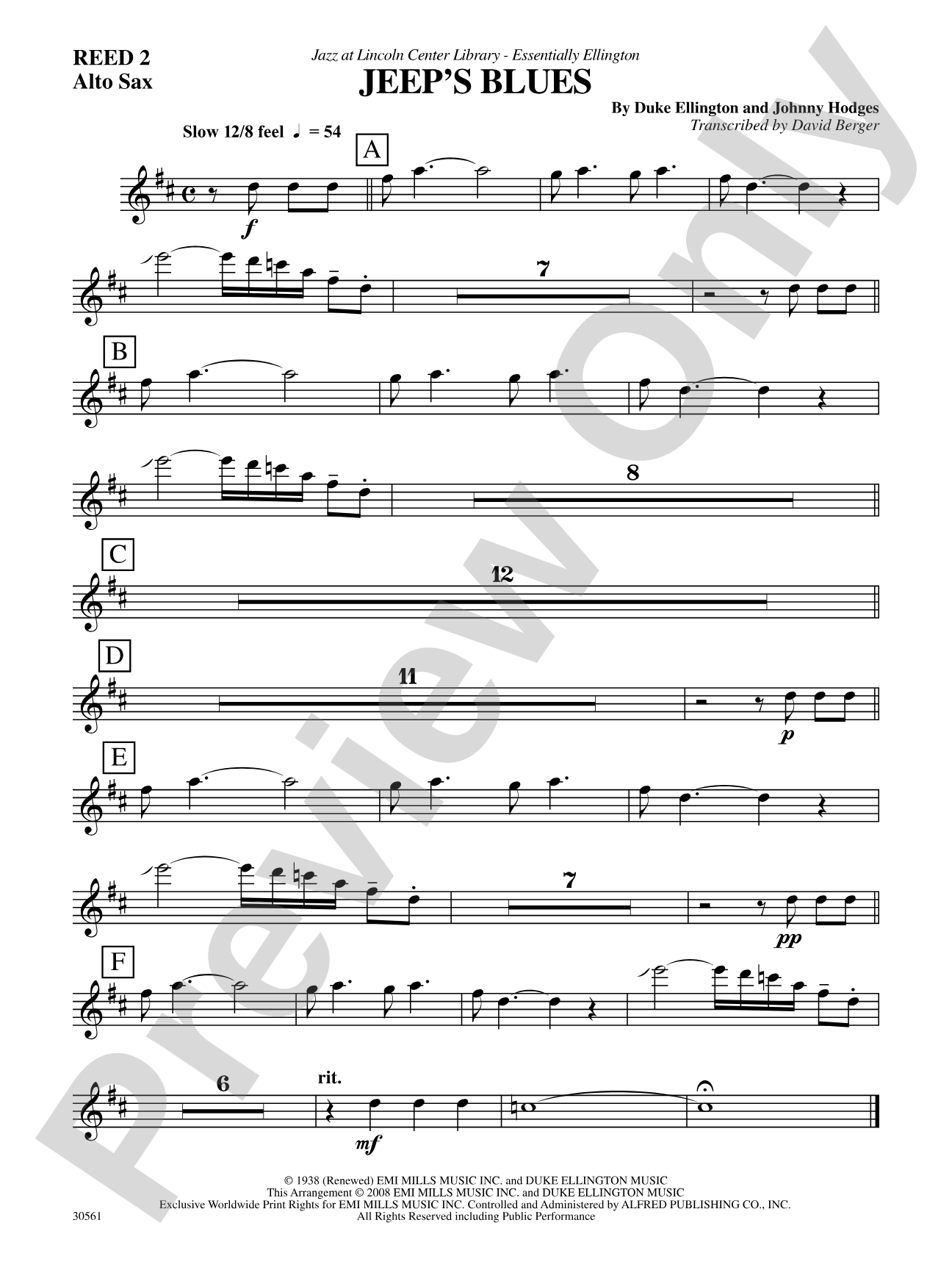 Jeep's Blues: 2nd E-flat Alto Saxophone