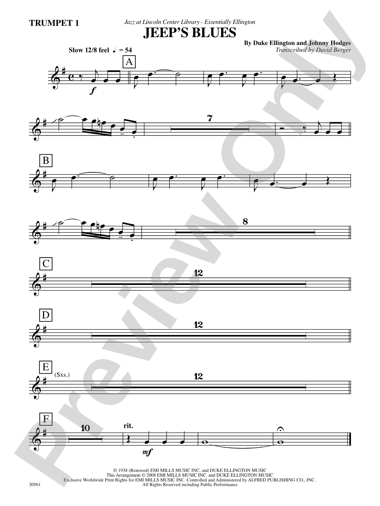 Jeep's Blues: 1st B-flat Trumpet