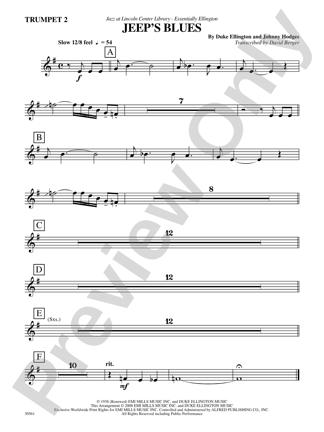 Jeep's Blues: 2nd B-flat Trumpet