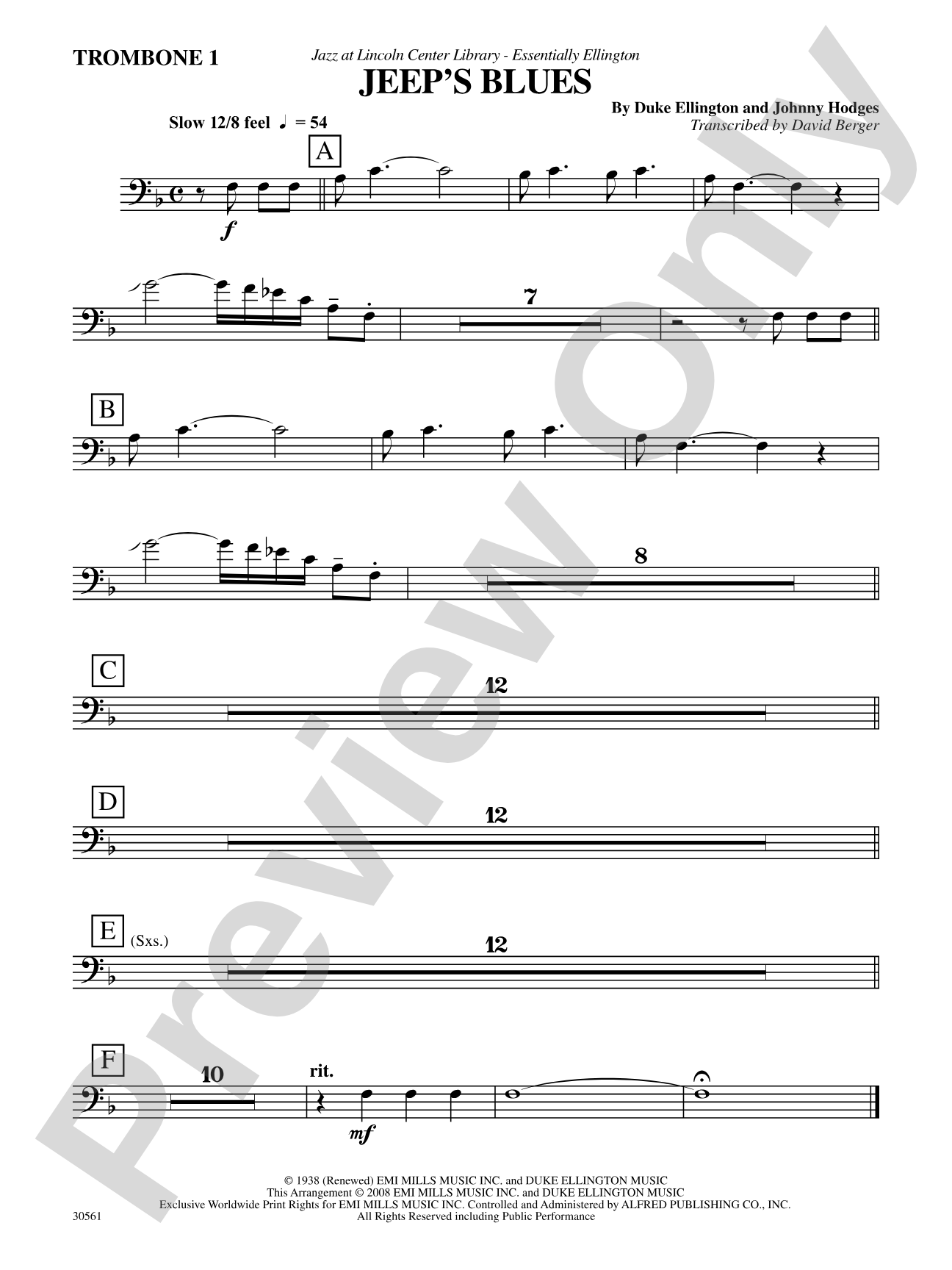 Jeep's Blues: 1st Trombone