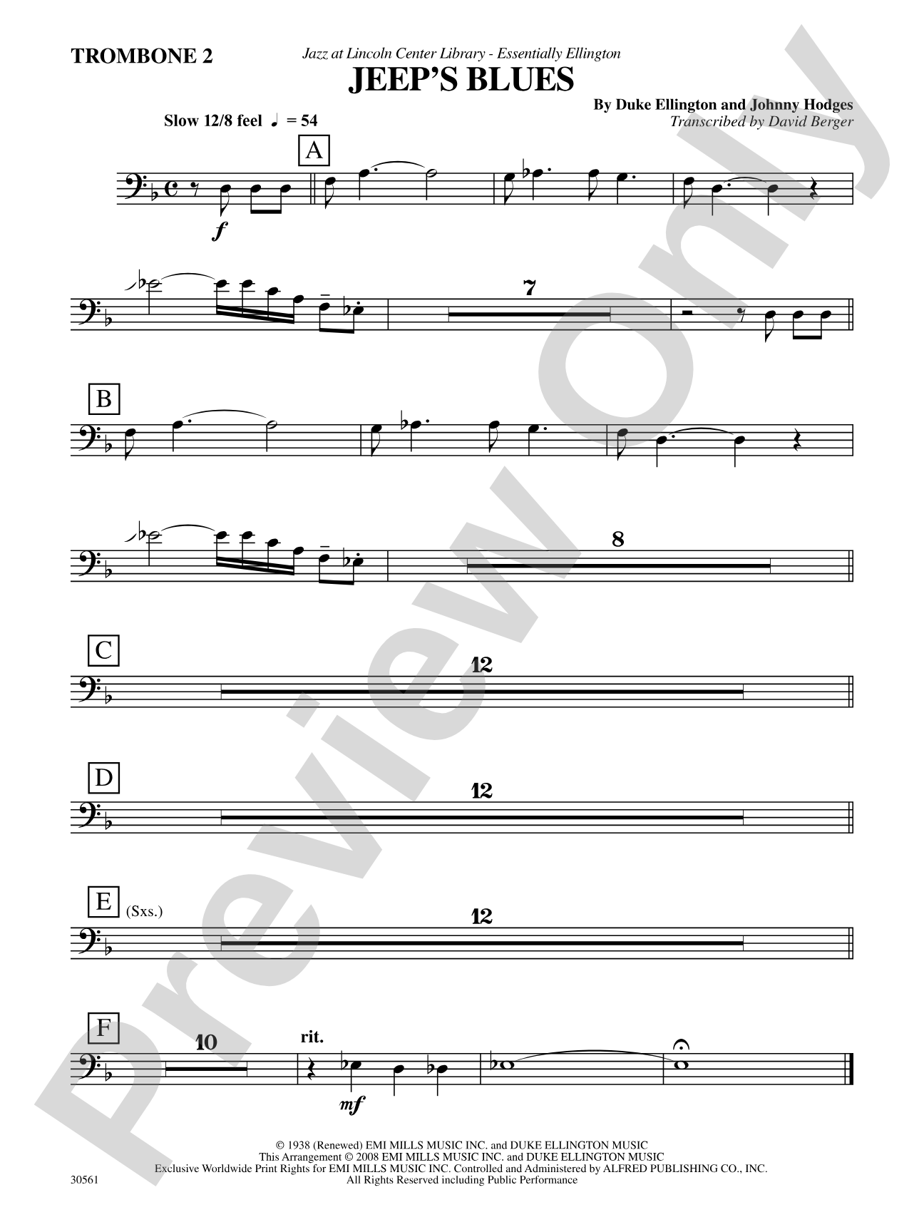 Jeep's Blues: 2nd Trombone