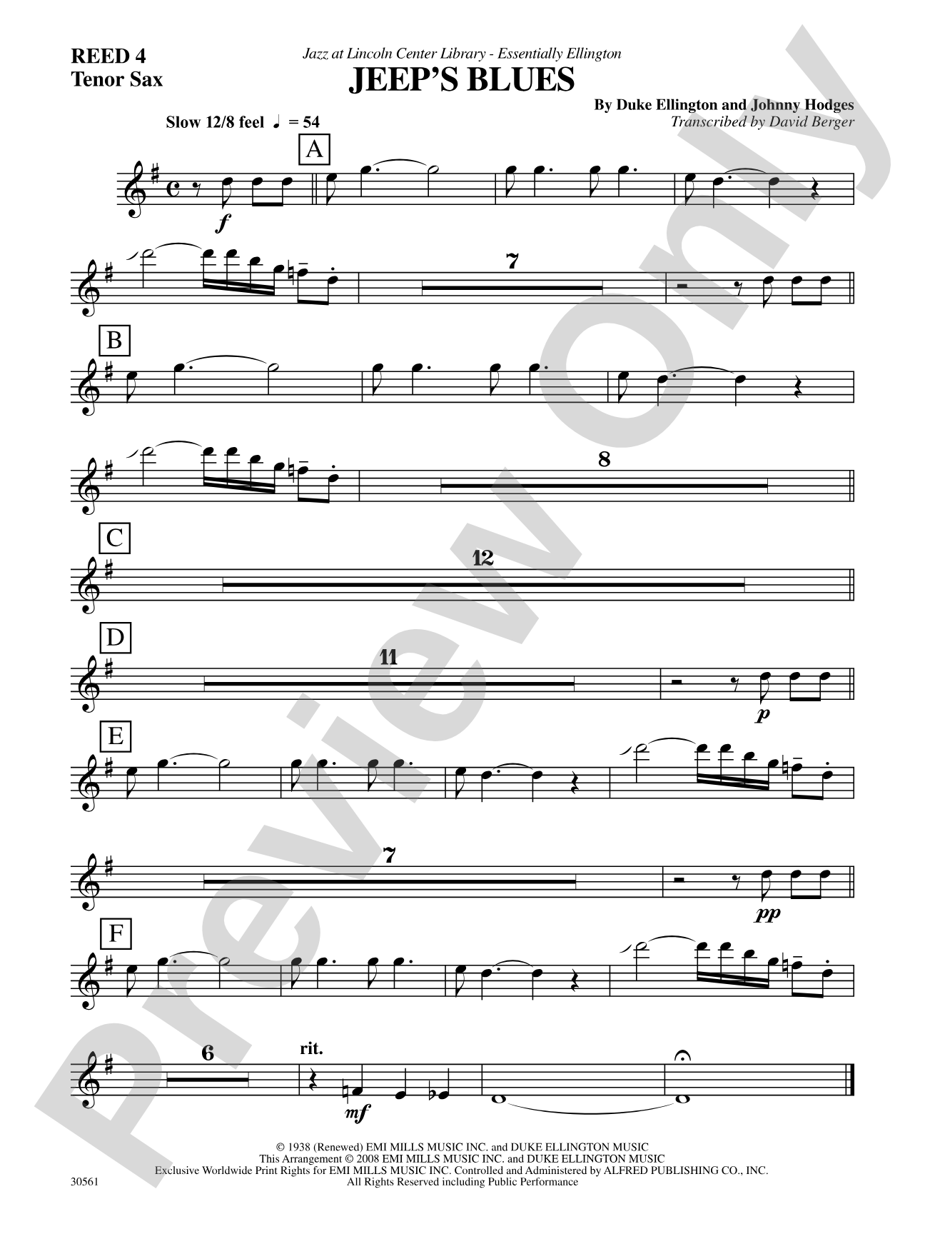Jeep's Blues: 2nd B-flat Tenor Saxophone