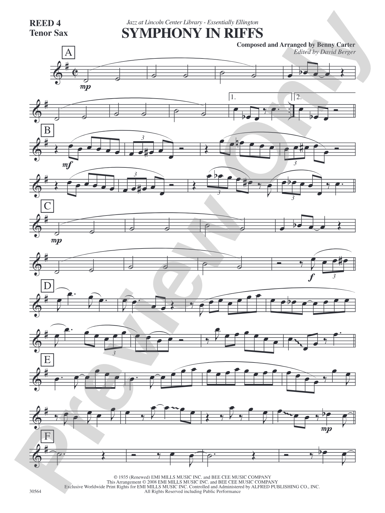 Symphony in Riffs: 2nd B-flat Tenor Saxophone