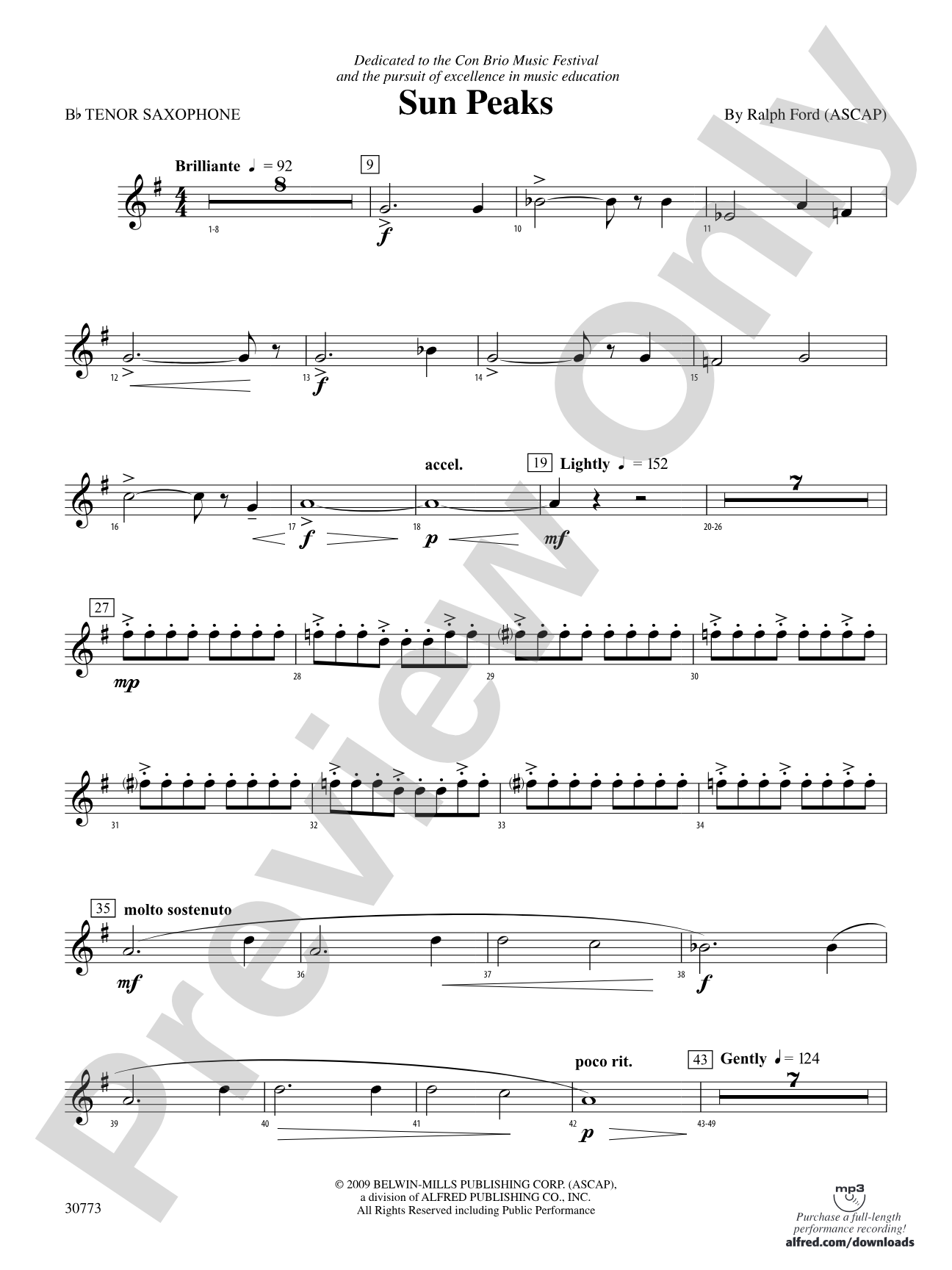 Sun Peaks: B-flat Tenor Saxophone