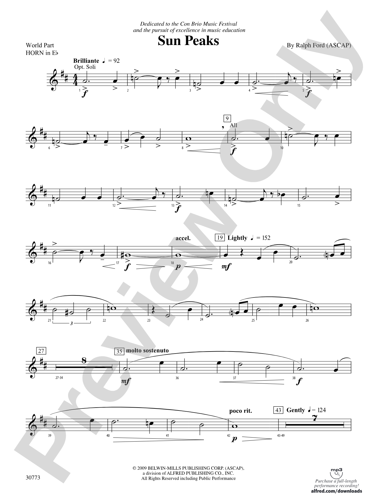 Sun Peaks: (wp) 1st Horn in E-flat