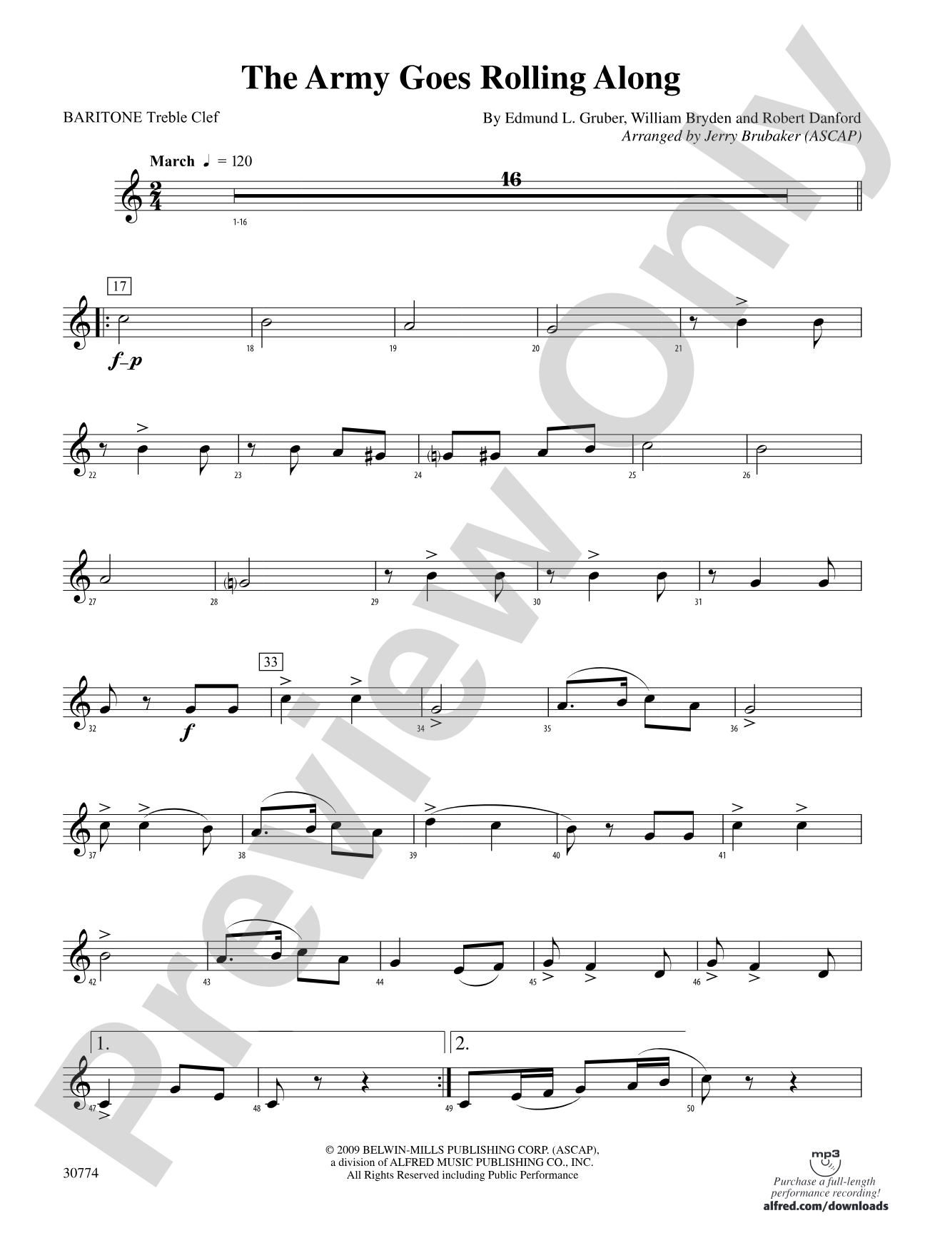 The Army Goes Rolling Along: Baritone T.C.