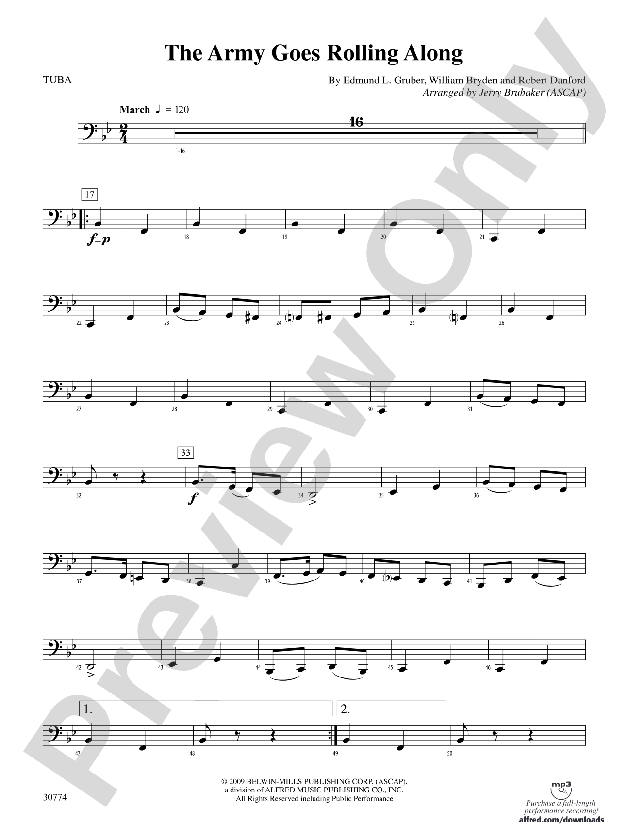 The Army Goes Rolling Along: Tuba