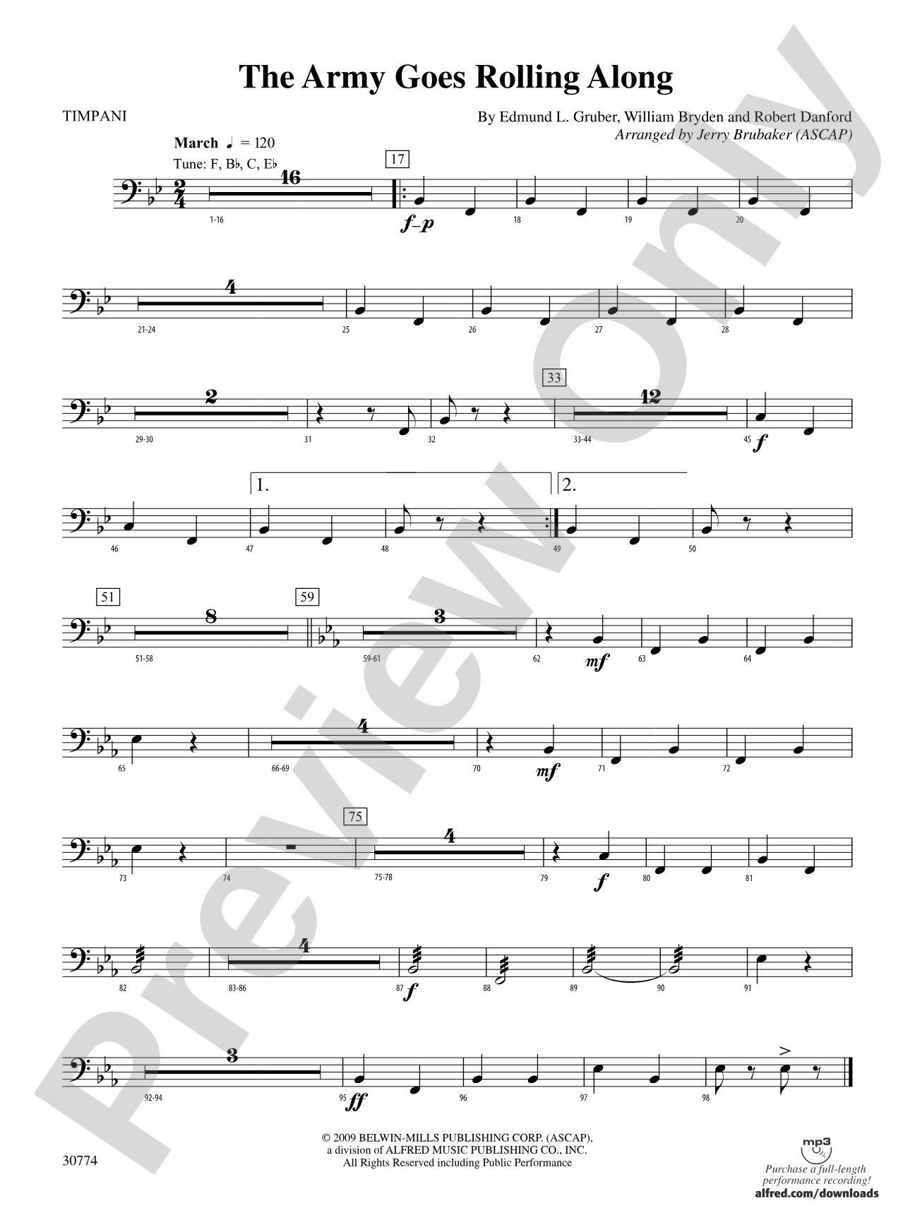 The Army Goes Rolling Along: Timpani