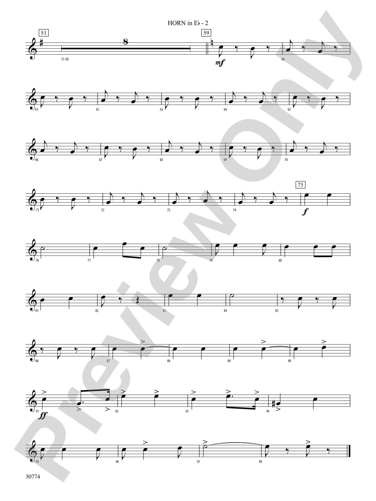 The Army Goes Rolling Along: (wp) 1st Horn in E-flat