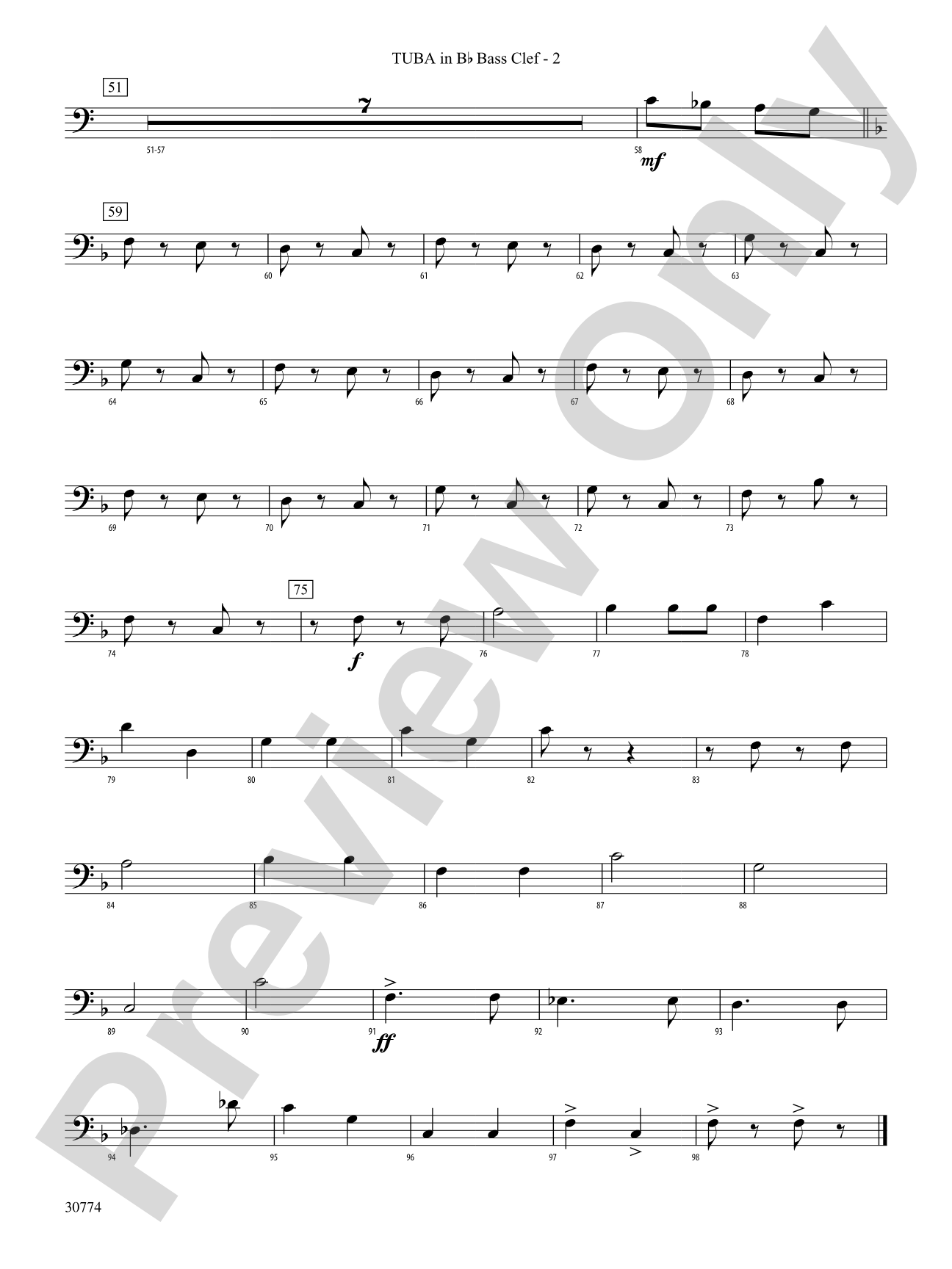 The Army Goes Rolling Along: (wp) B-flat Tuba B.C.