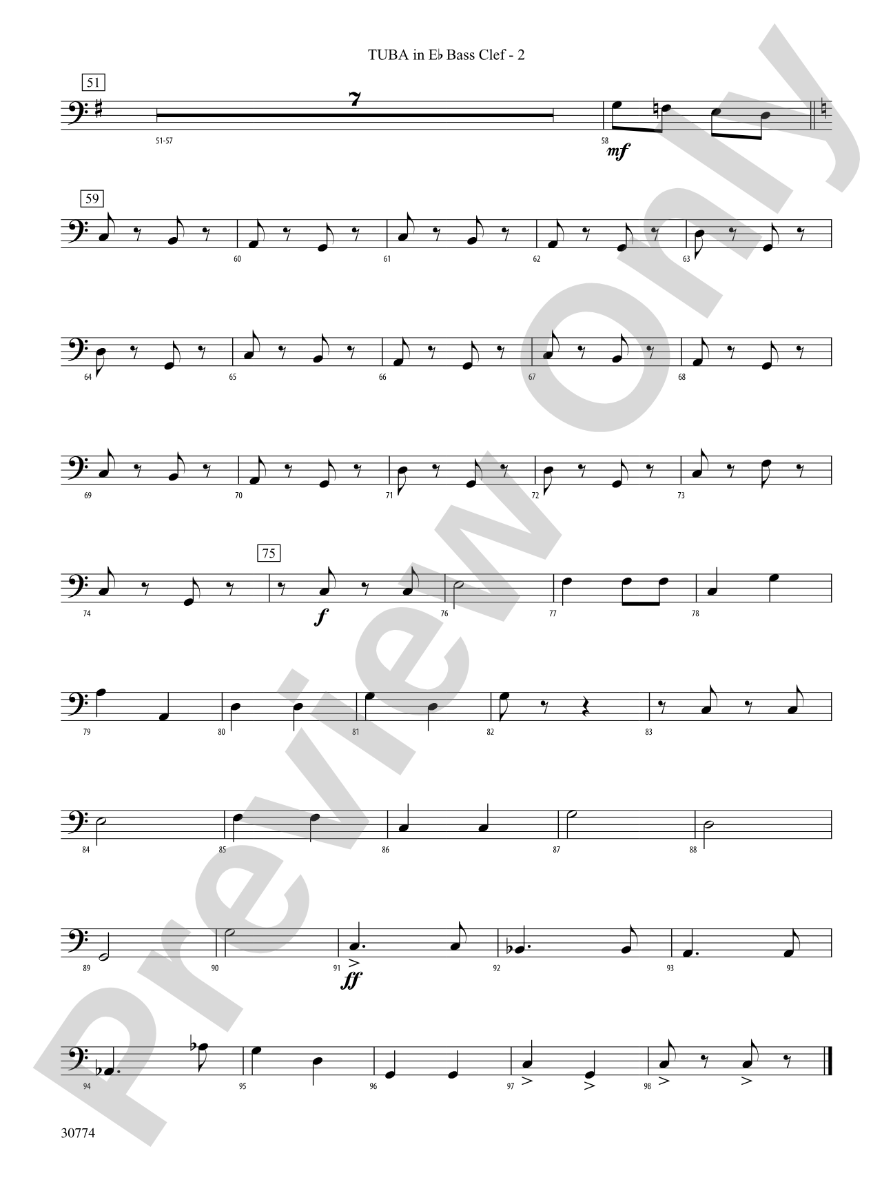 The Army Goes Rolling Along: (wp) E-flat Tuba B.C.
