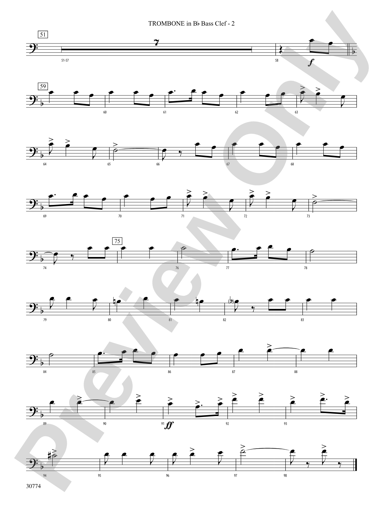 The Army Goes Rolling Along: (wp) 1st B-flat Trombone B.C.