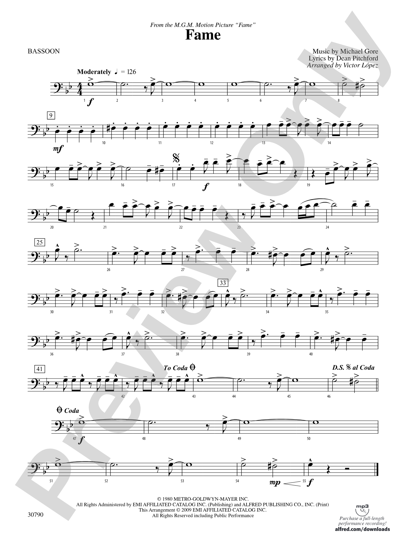Fame (from the motion picture Fame): Bassoon